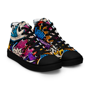 Men’s high top canvas shoes -Urban Edge: Men’s High Top Canvas Shoes - Street Graffiti & Kick Art Fusion by printfluence.net