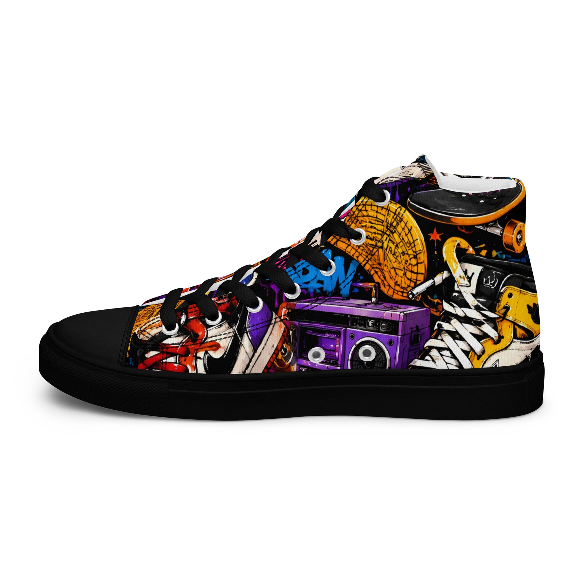 Men’s high top canvas shoes -Urban Edge: Men’s High Top Canvas Shoes - Street Graffiti & Kick Art Fusion by printfluence.net