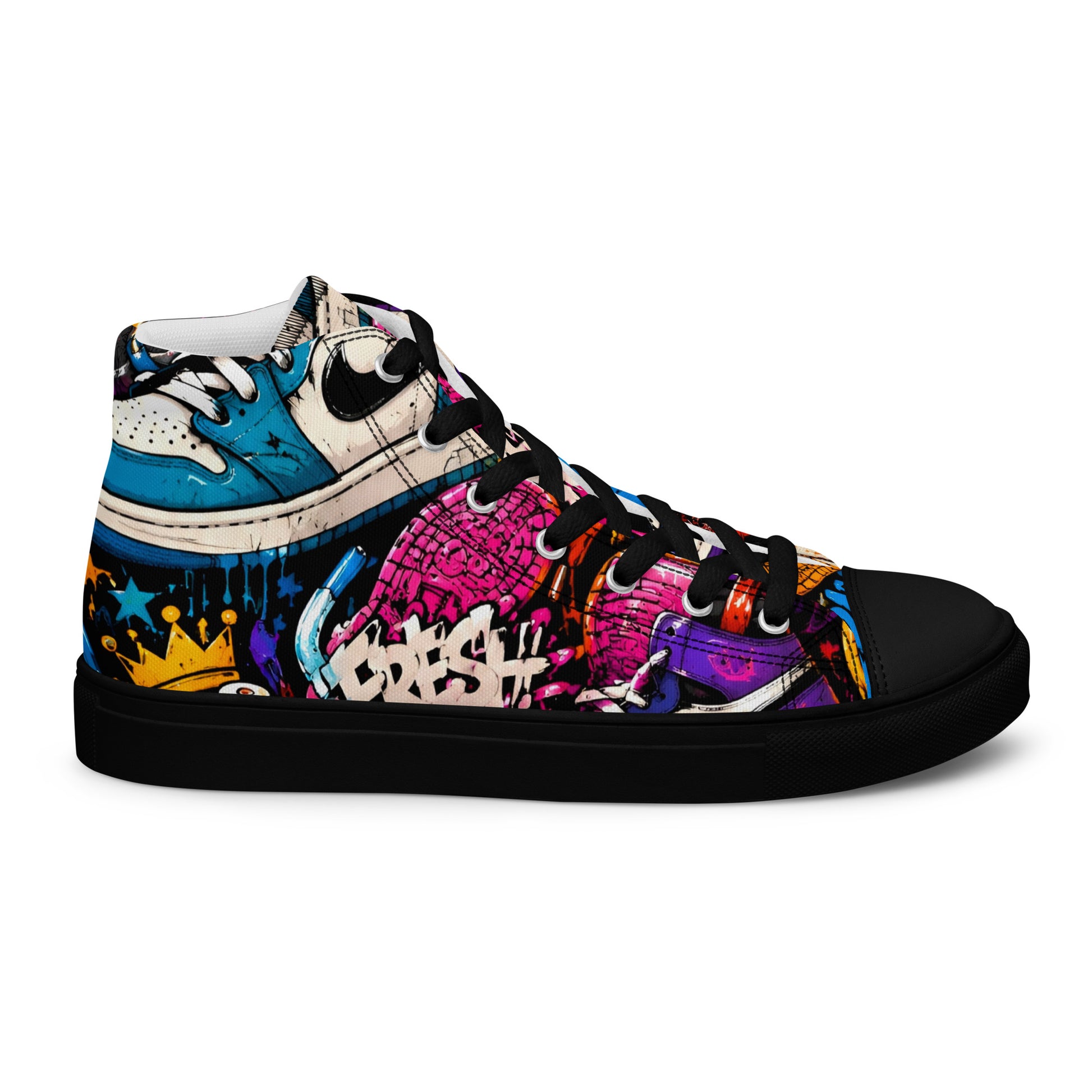 Men’s high top canvas shoes -Urban Edge: Men’s High Top Canvas Shoes - Street Graffiti & Kick Art Fusion by printfluence.net