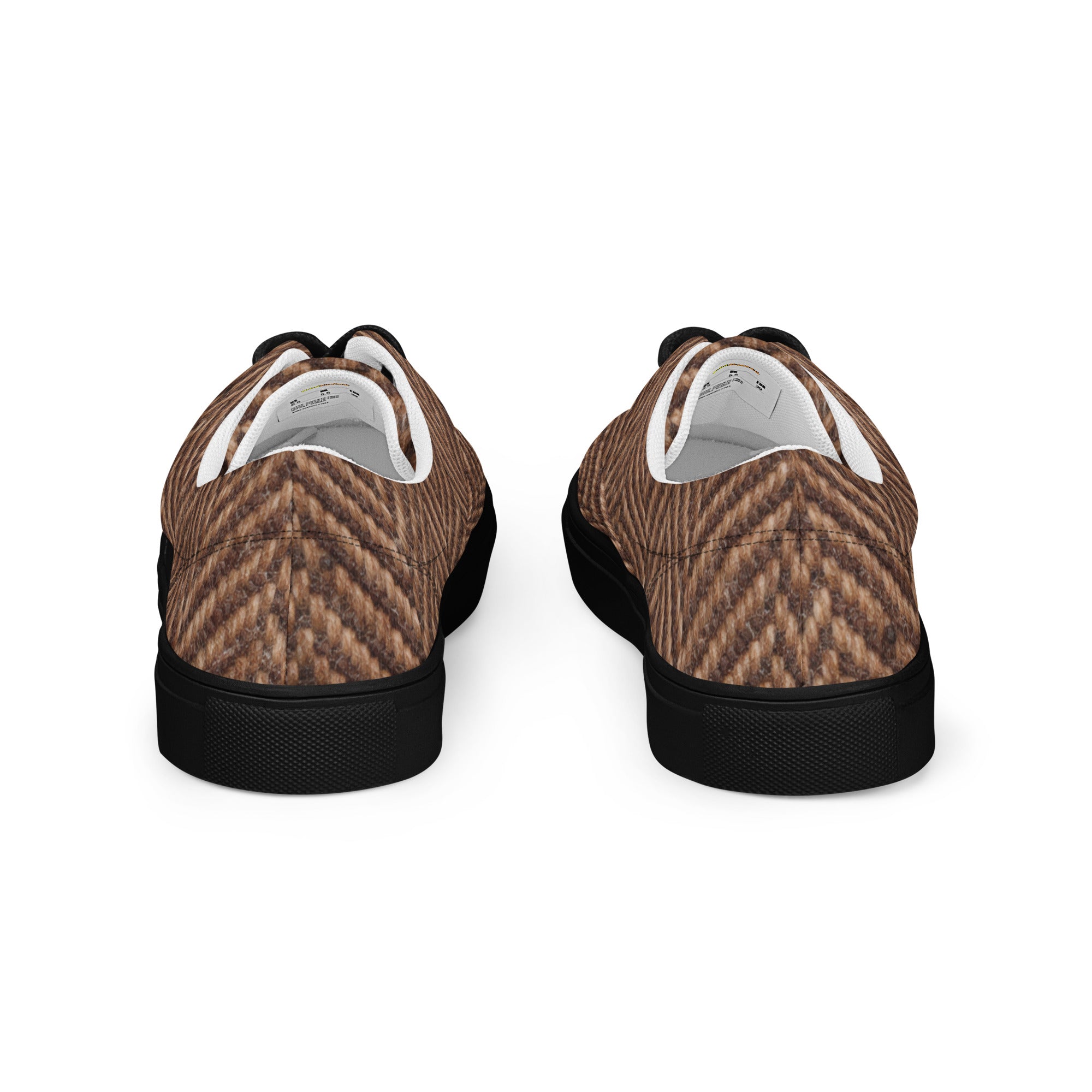 Men’s lace-up canvas shoes - Classic Heritage: Men’s Lace-Up Canvas Shoes - Brown Herringbone Texture by printfluence.net