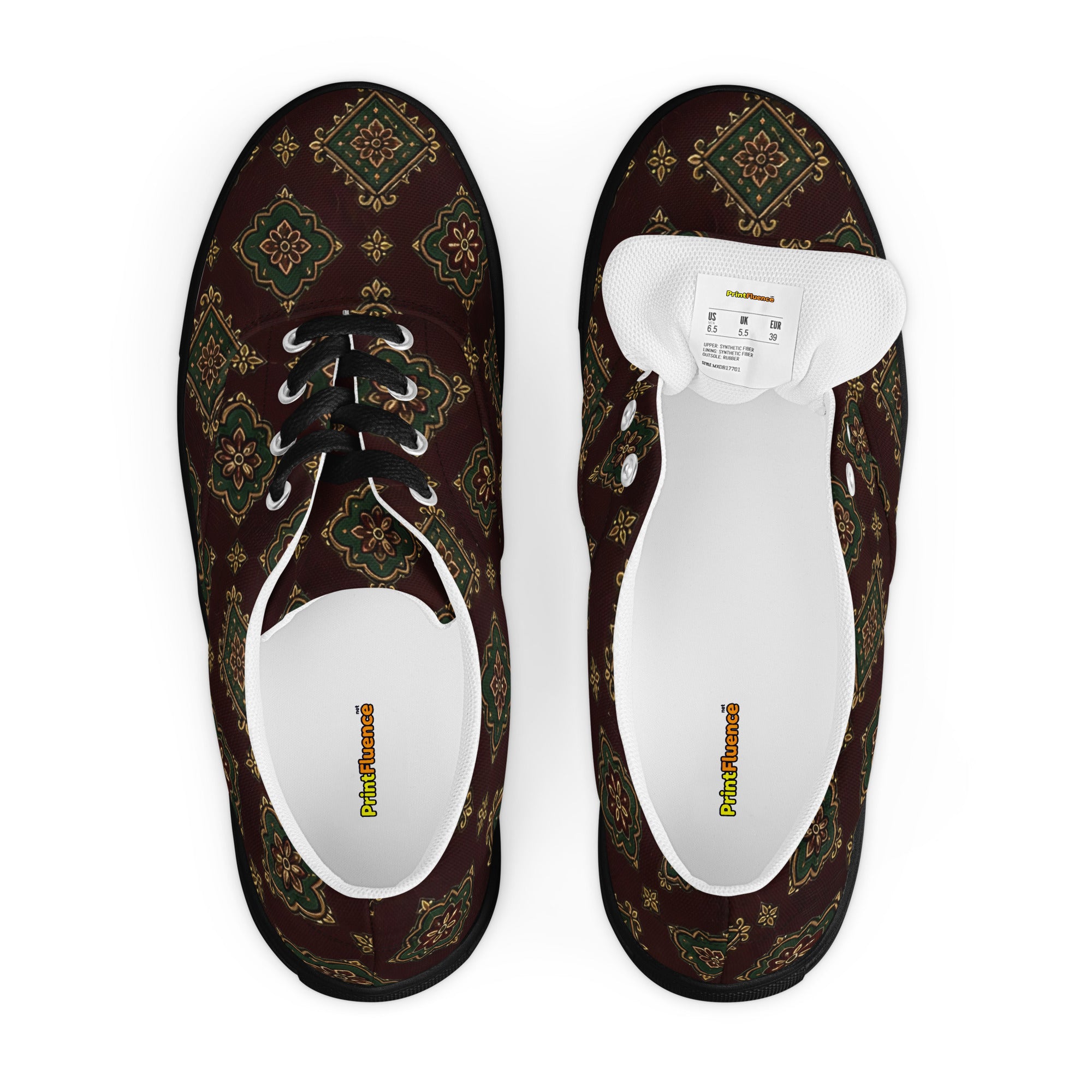 Men’s lace-up canvas shoes - Imperial Heritage: Men’s Lace-Up Canvas Shoes - Luxury Vintage Ornamental Design by printfluence.net