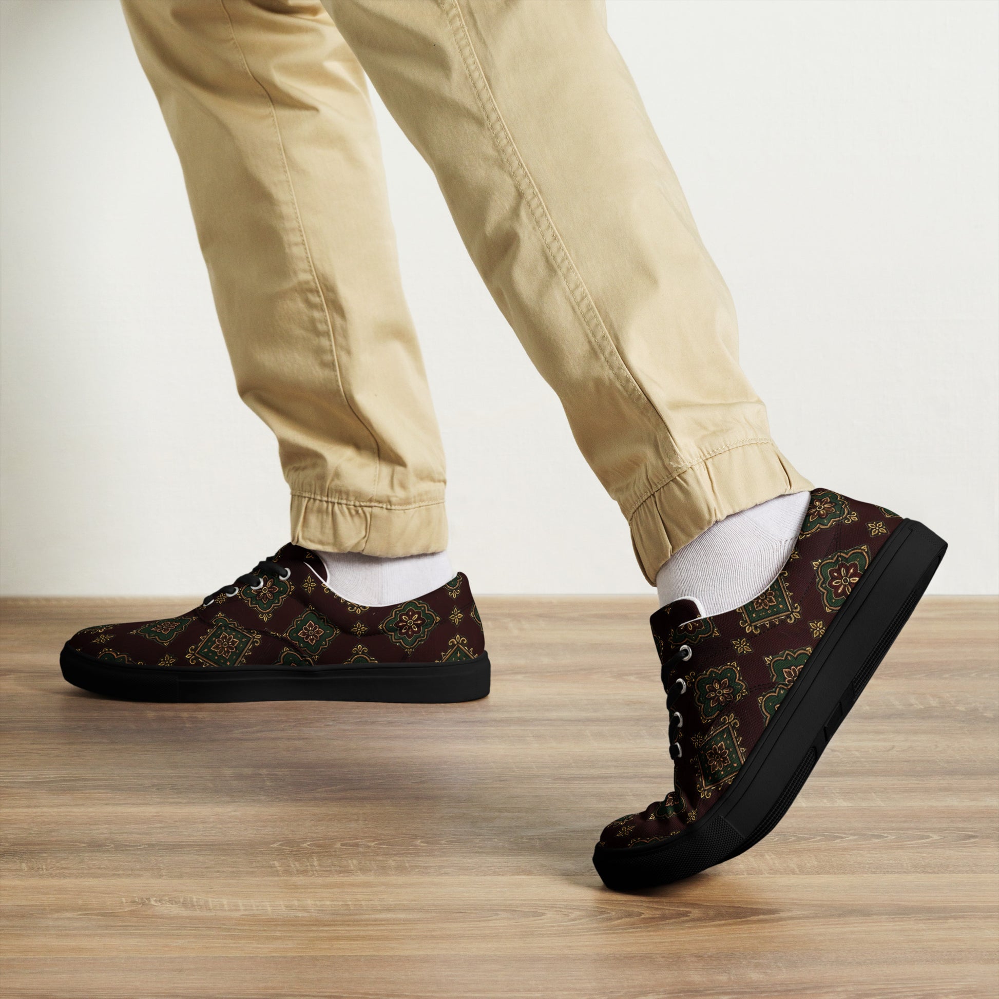 Men’s lace-up canvas shoes - Imperial Heritage: Men’s Lace-Up Canvas Shoes - Luxury Vintage Ornamental Design by printfluence.net