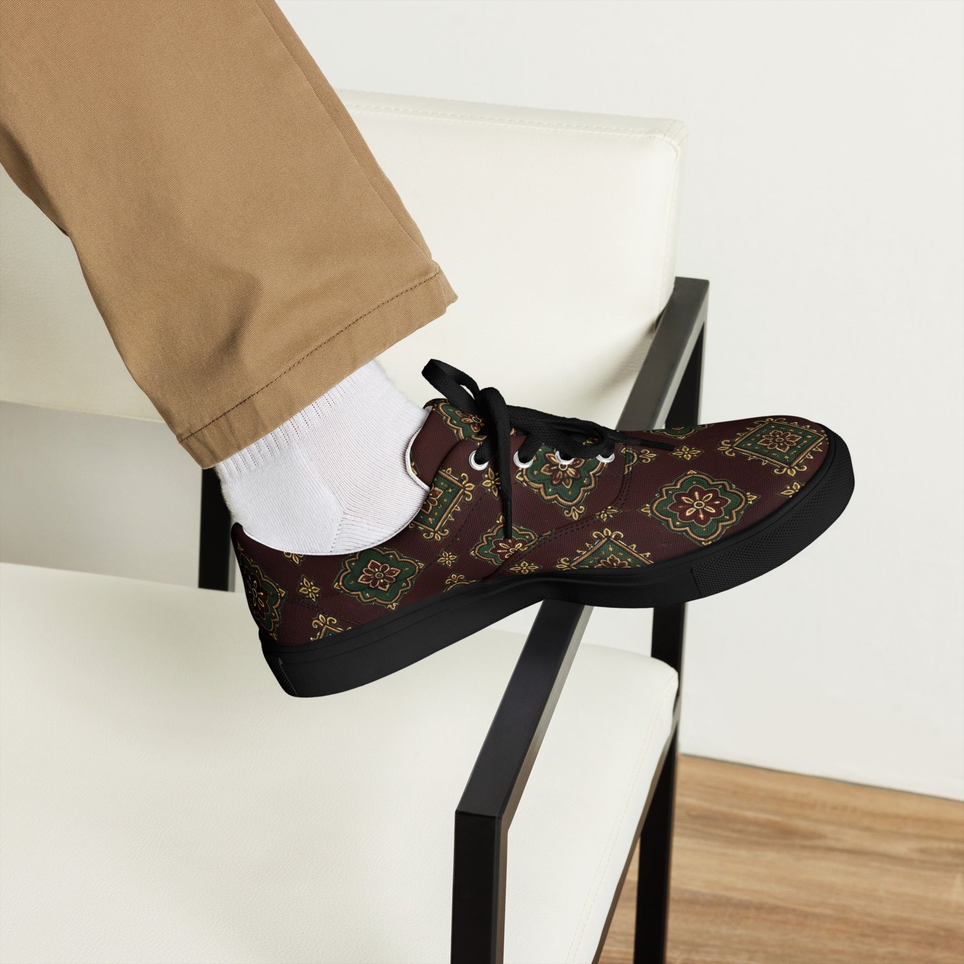 Men’s lace-up canvas shoes - Imperial Heritage: Men’s Lace-Up Canvas Shoes - Luxury Vintage Ornamental Design by printfluence.net