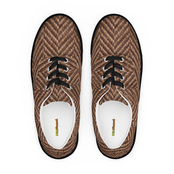 Men’s lace-up canvas shoes - Classic Heritage: Men’s Lace-Up Canvas Shoes - Brown Herringbone Texture by printfluence.net