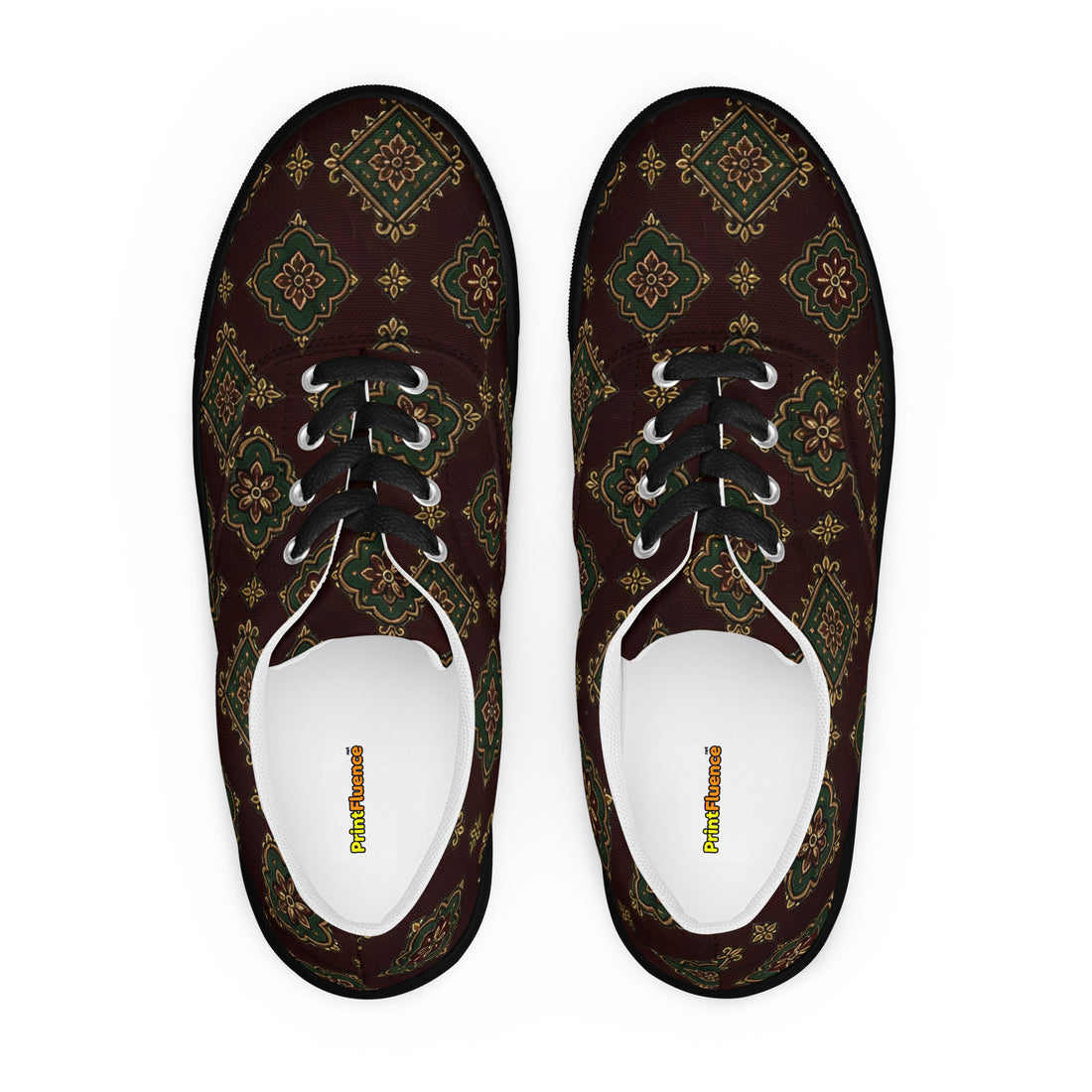 Men’s lace-up canvas shoes - Imperial Heritage: Men’s Lace-Up Canvas Shoes - Luxury Vintage Ornamental Design by printfluence.net