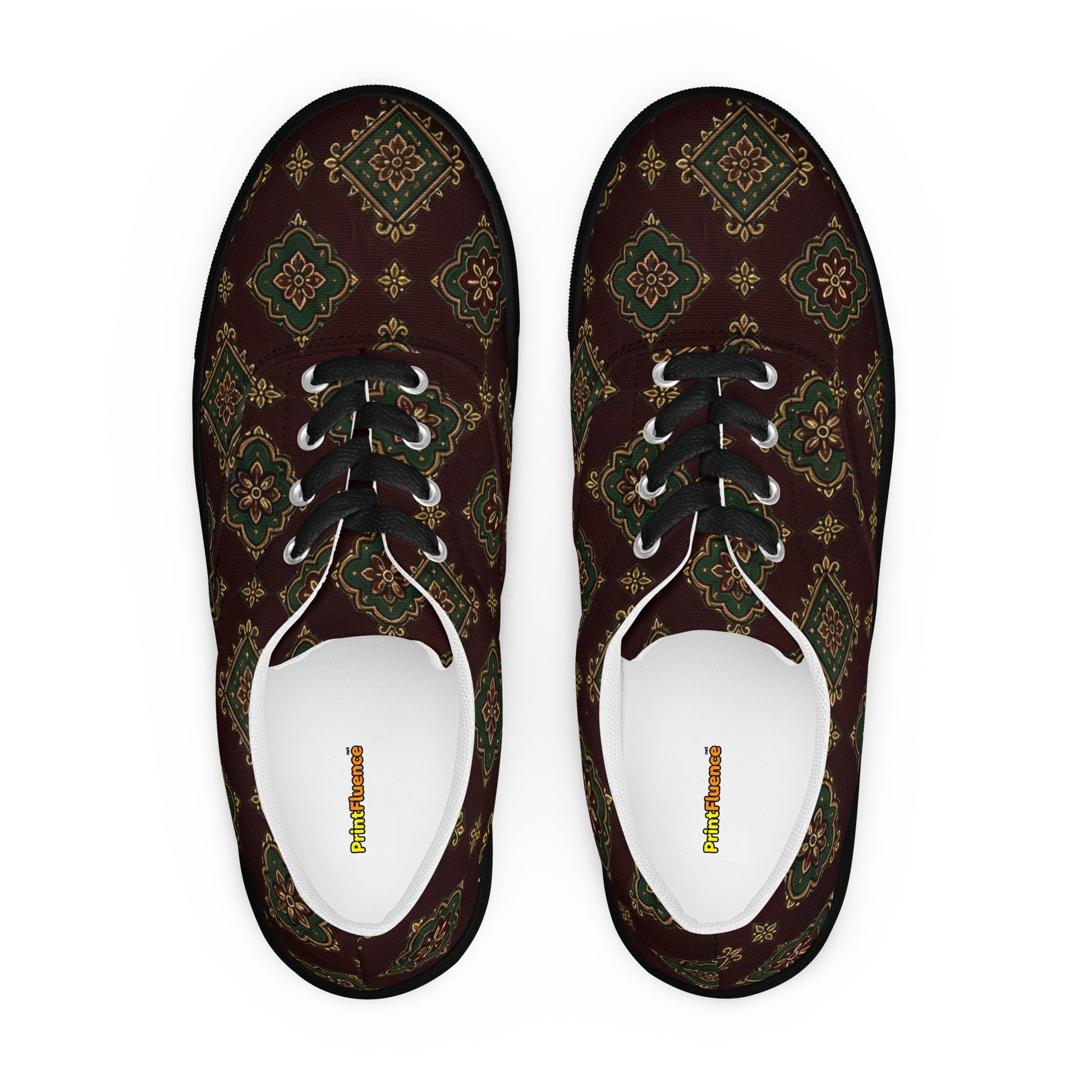 Men’s lace-up canvas shoes - Imperial Heritage: Men’s Lace-Up Canvas Shoes - Luxury Vintage Ornamental Design by printfluence.net