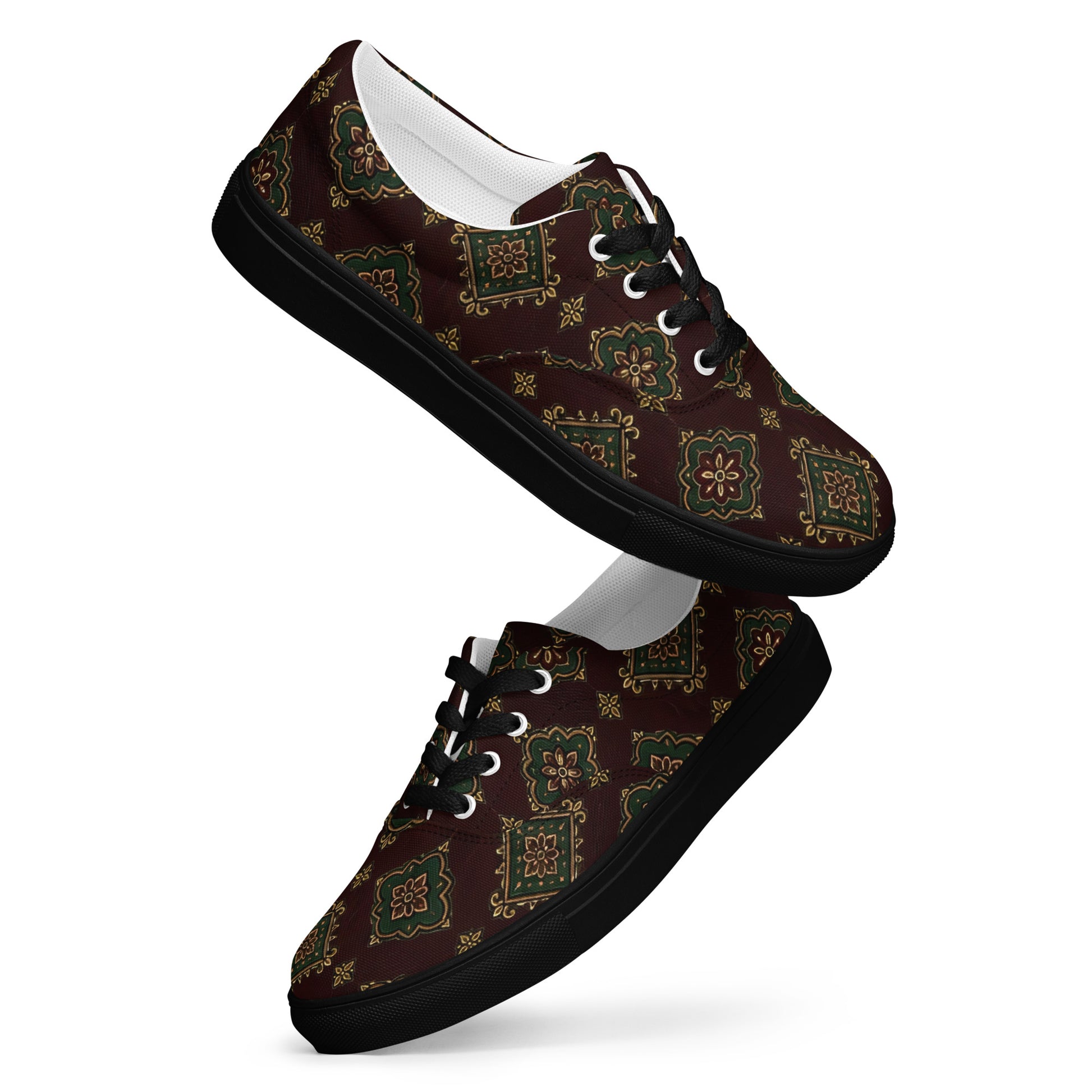 Men’s lace-up canvas shoes - Imperial Heritage: Men’s Lace-Up Canvas Shoes - Luxury Vintage Ornamental Design by printfluence.net