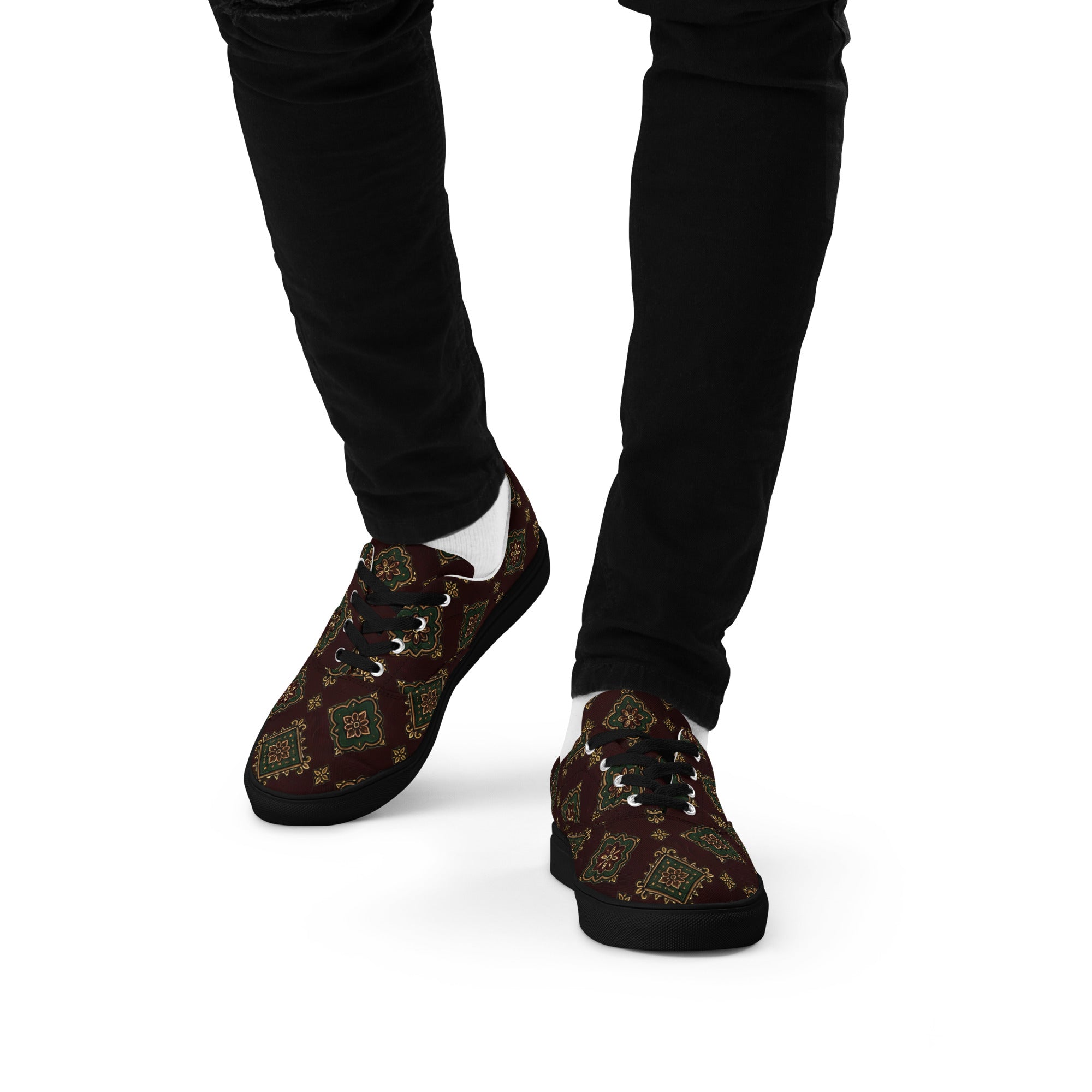 Men’s lace-up canvas shoes - Imperial Heritage: Men’s Lace-Up Canvas Shoes - Luxury Vintage Ornamental Design by printfluence.net