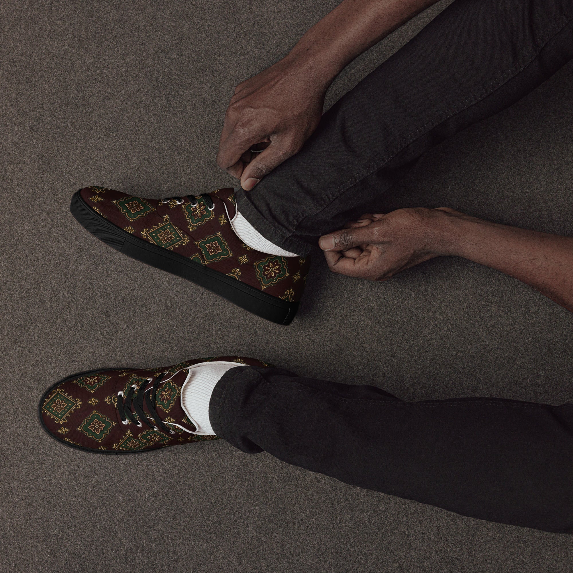 Men’s lace-up canvas shoes - Imperial Heritage: Men’s Lace-Up Canvas Shoes - Luxury Vintage Ornamental Design by printfluence.net