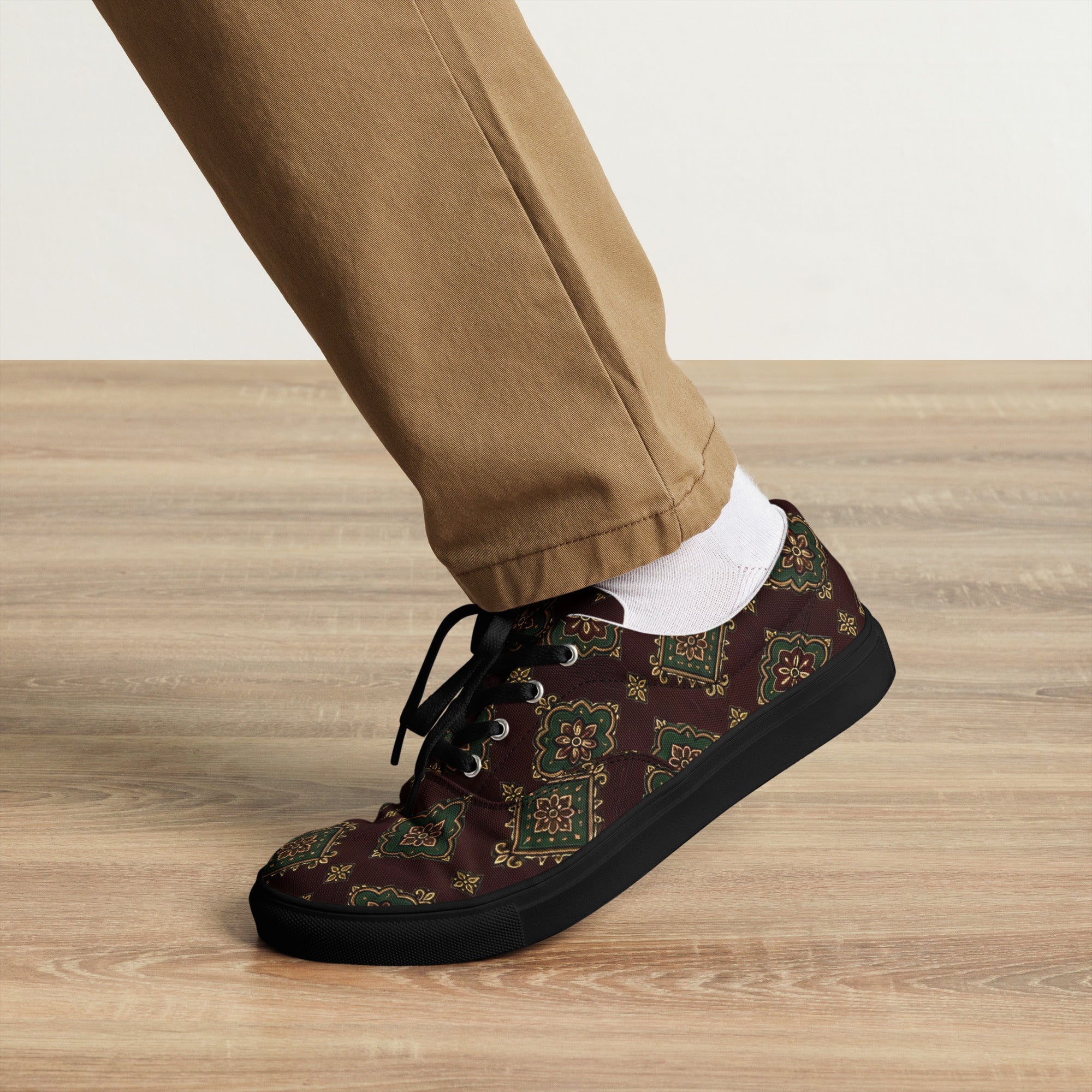 Men’s lace-up canvas shoes - Imperial Heritage: Men’s Lace-Up Canvas Shoes - Luxury Vintage Ornamental Design by printfluence.net