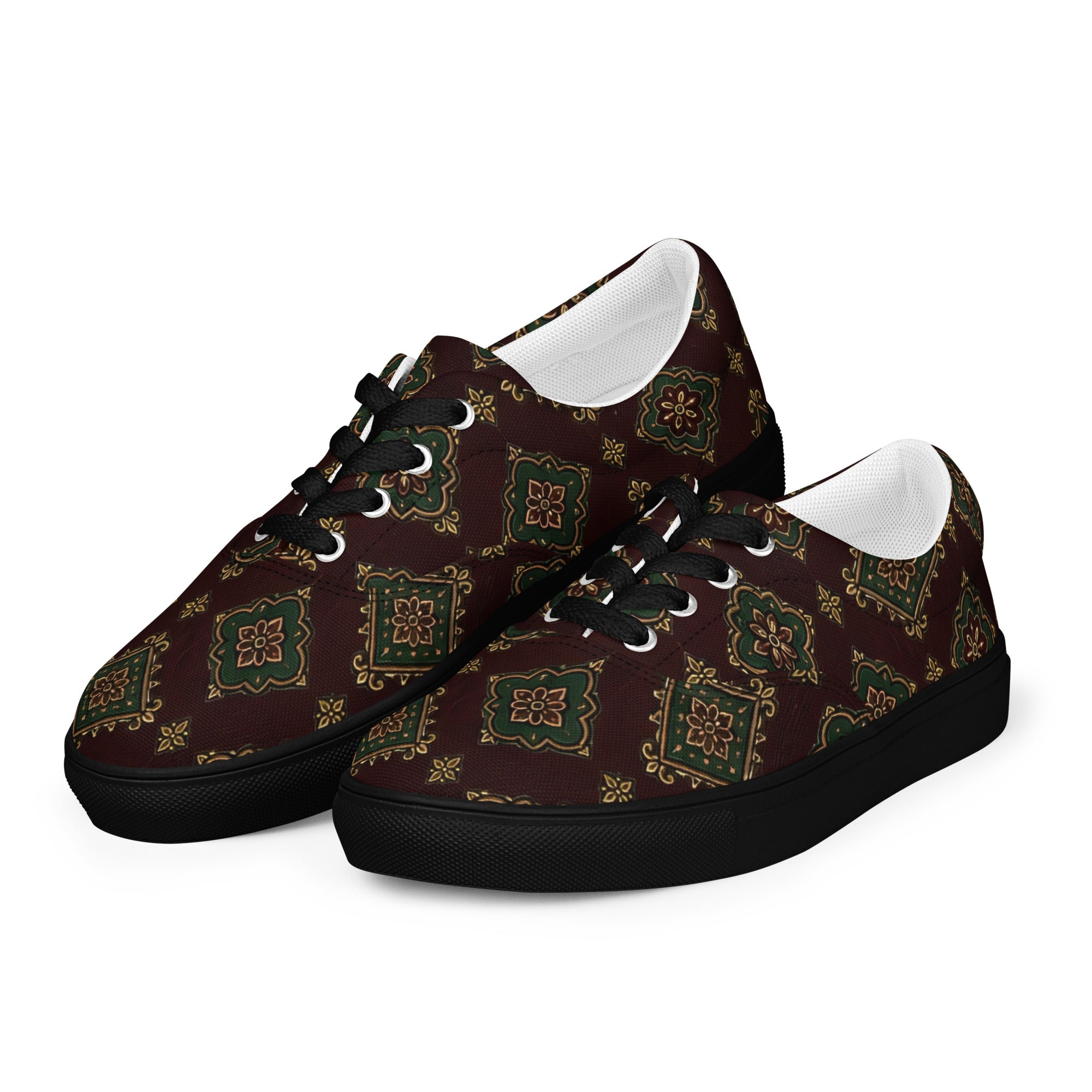 Men’s lace-up canvas shoes - Imperial Heritage: Men’s Lace-Up Canvas Shoes - Luxury Vintage Ornamental Design by printfluence.net