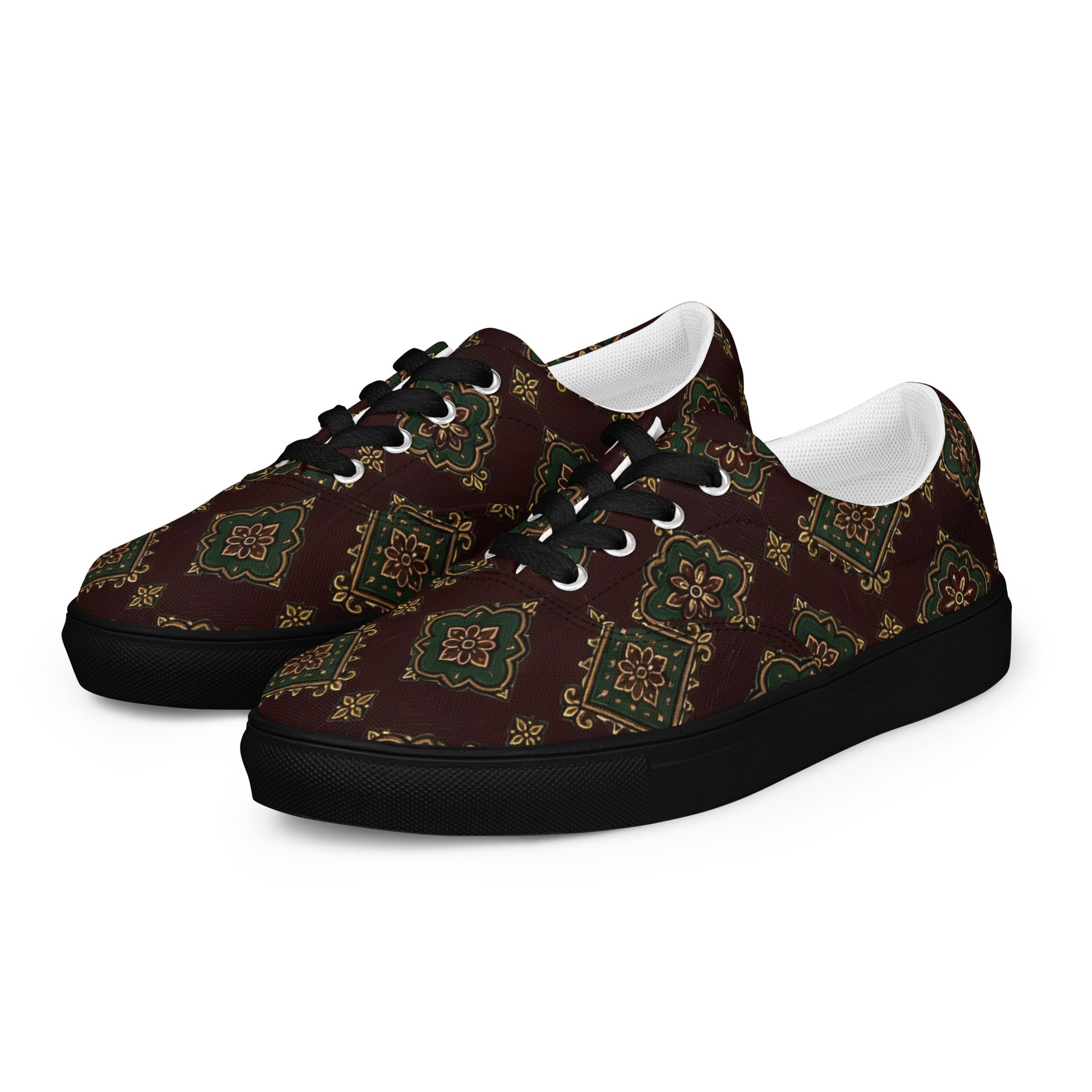 Men’s lace-up canvas shoes - Imperial Heritage: Men’s Lace-Up Canvas Shoes - Luxury Vintage Ornamental Design by printfluence.net