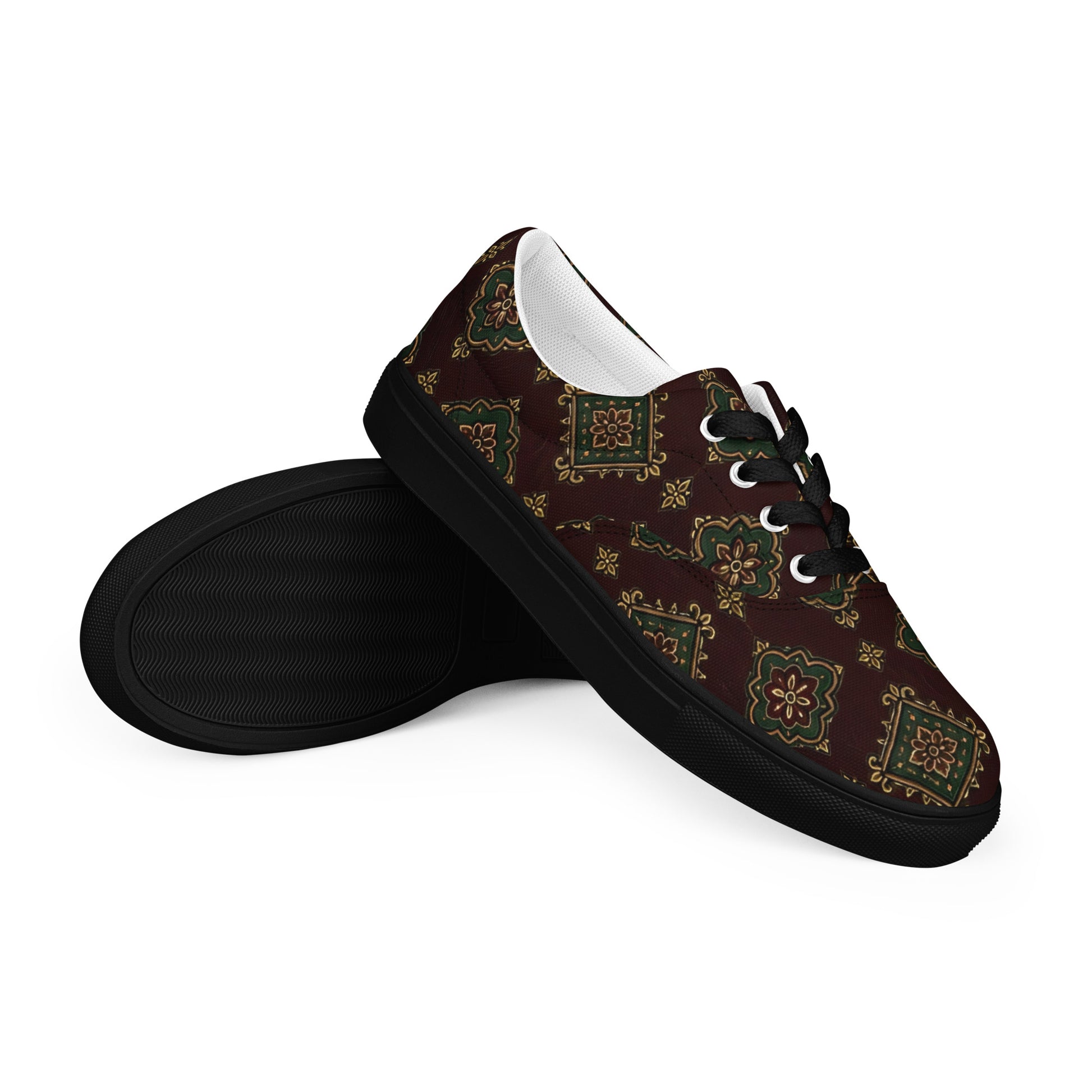 Men’s lace-up canvas shoes - Imperial Heritage: Men’s Lace-Up Canvas Shoes - Luxury Vintage Ornamental Design by printfluence.net