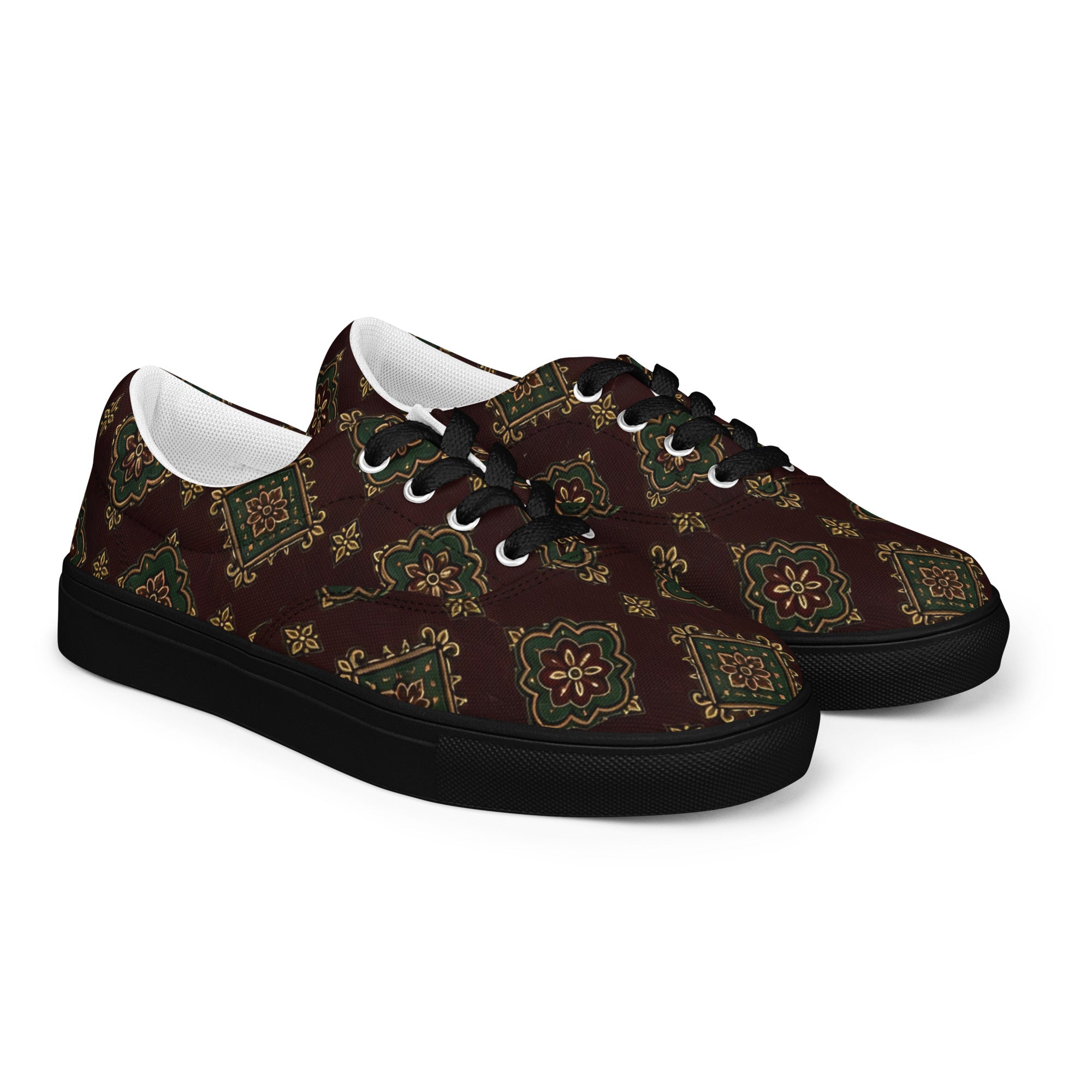 Men’s lace-up canvas shoes - Imperial Heritage: Men’s Lace-Up Canvas Shoes - Luxury Vintage Ornamental Design by printfluence.net