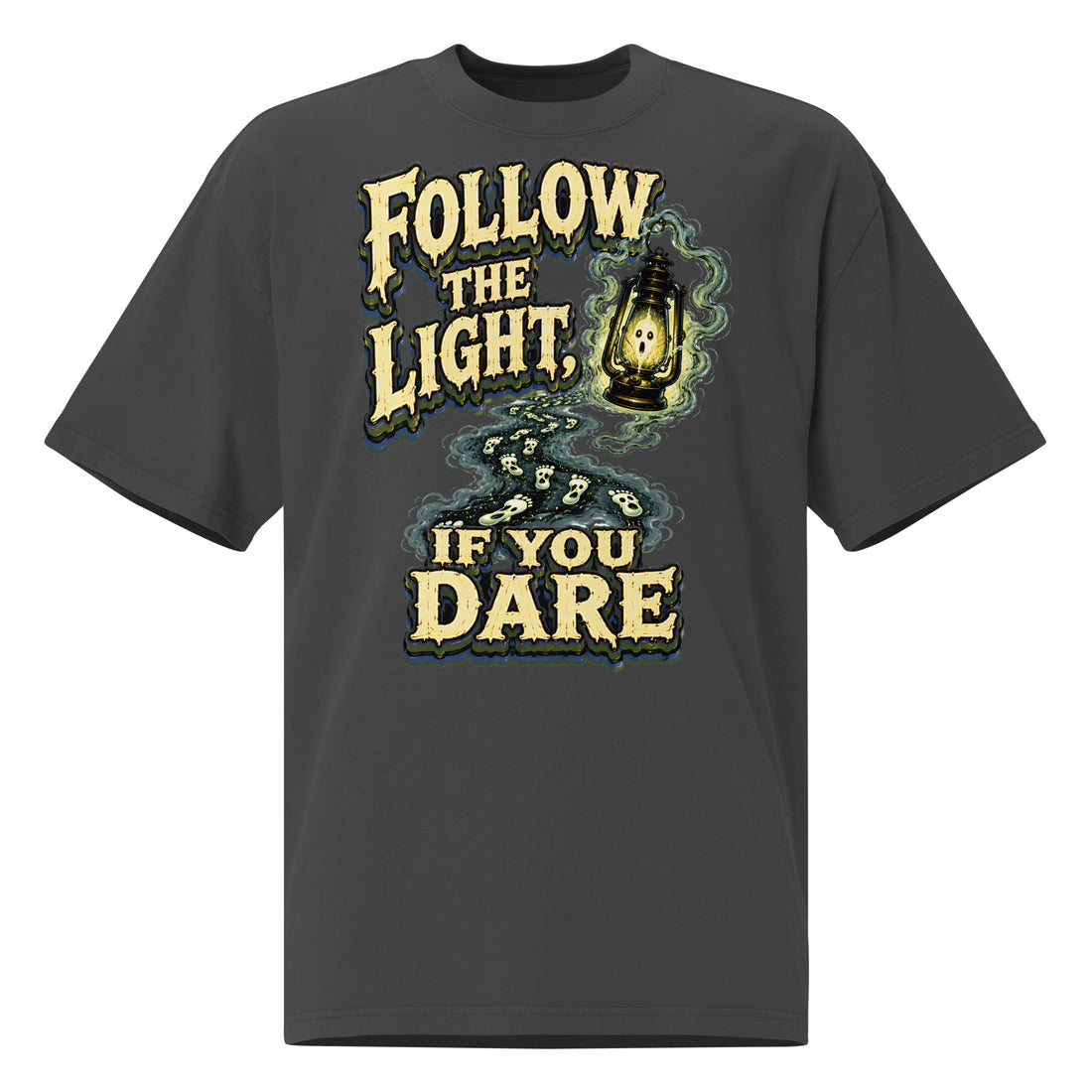 Follow The Light Vintage Horror Oversized Faded Tee by printfluence.net