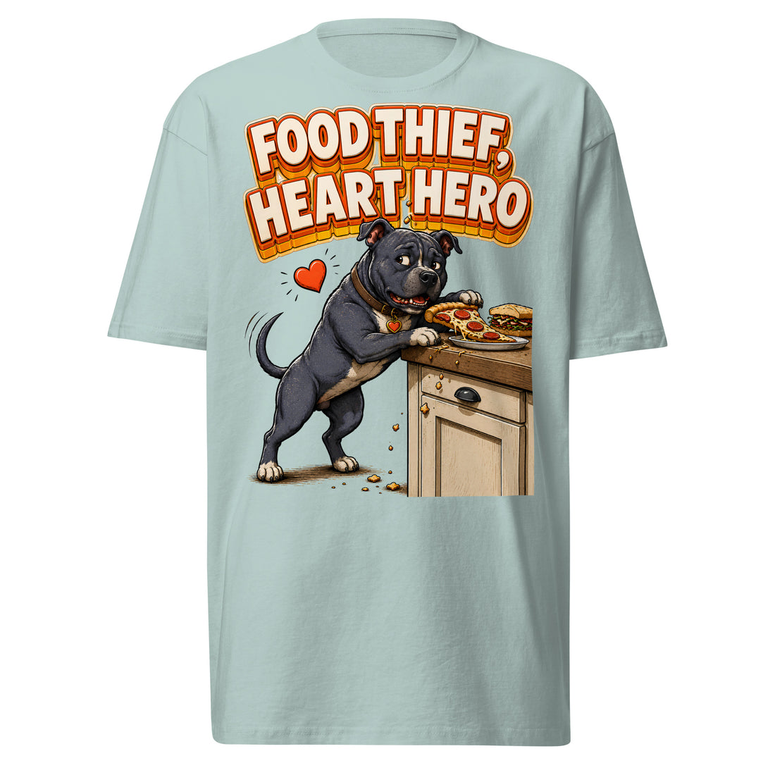 Pitbull Lovers Men’s Heavyweight Tee - Food Thief Heart Hero by printfluence.net