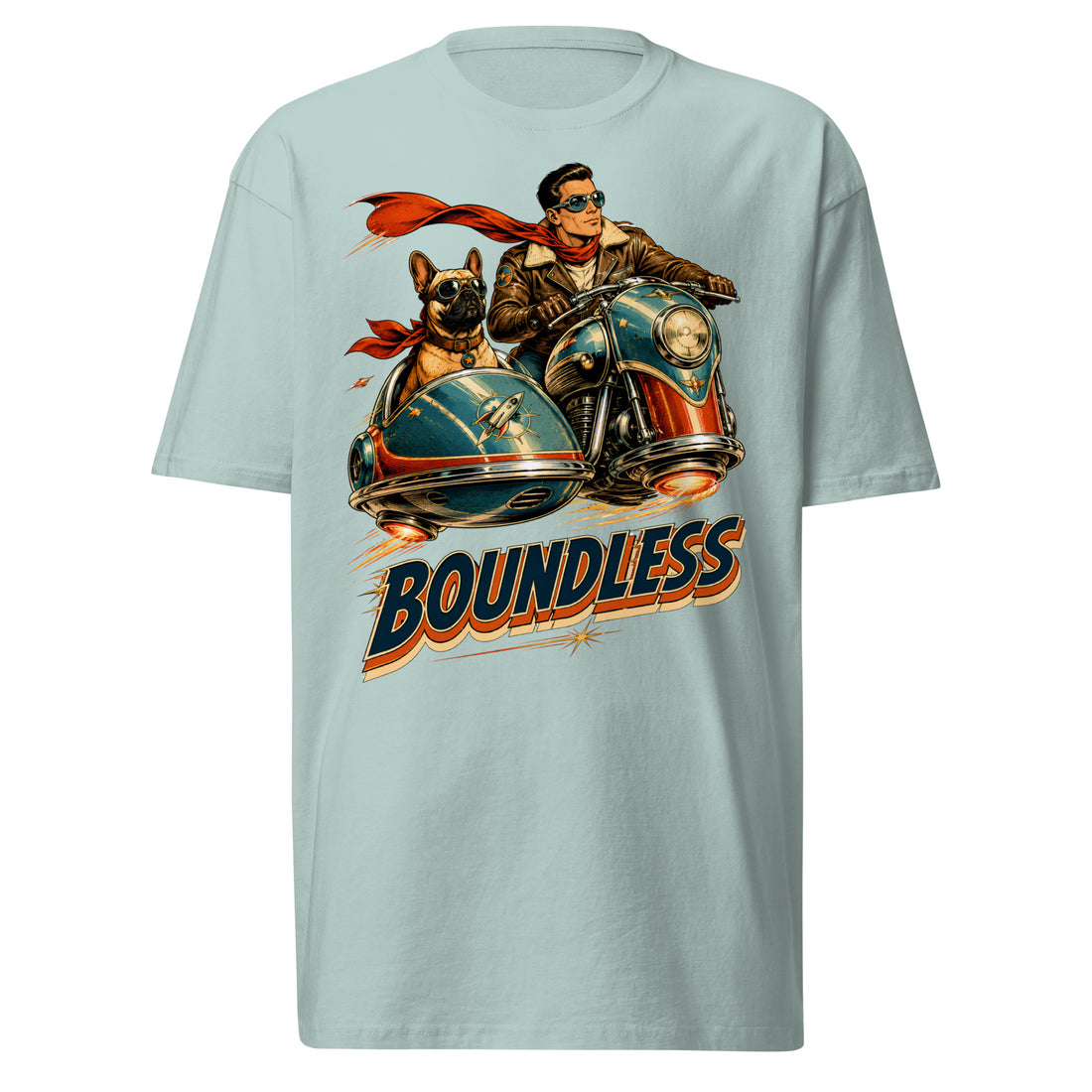 Boundless Frenchie Premium Heavyweight Tee - French Bulldog Lovers Retro Shirt T-25 by printfluence.net