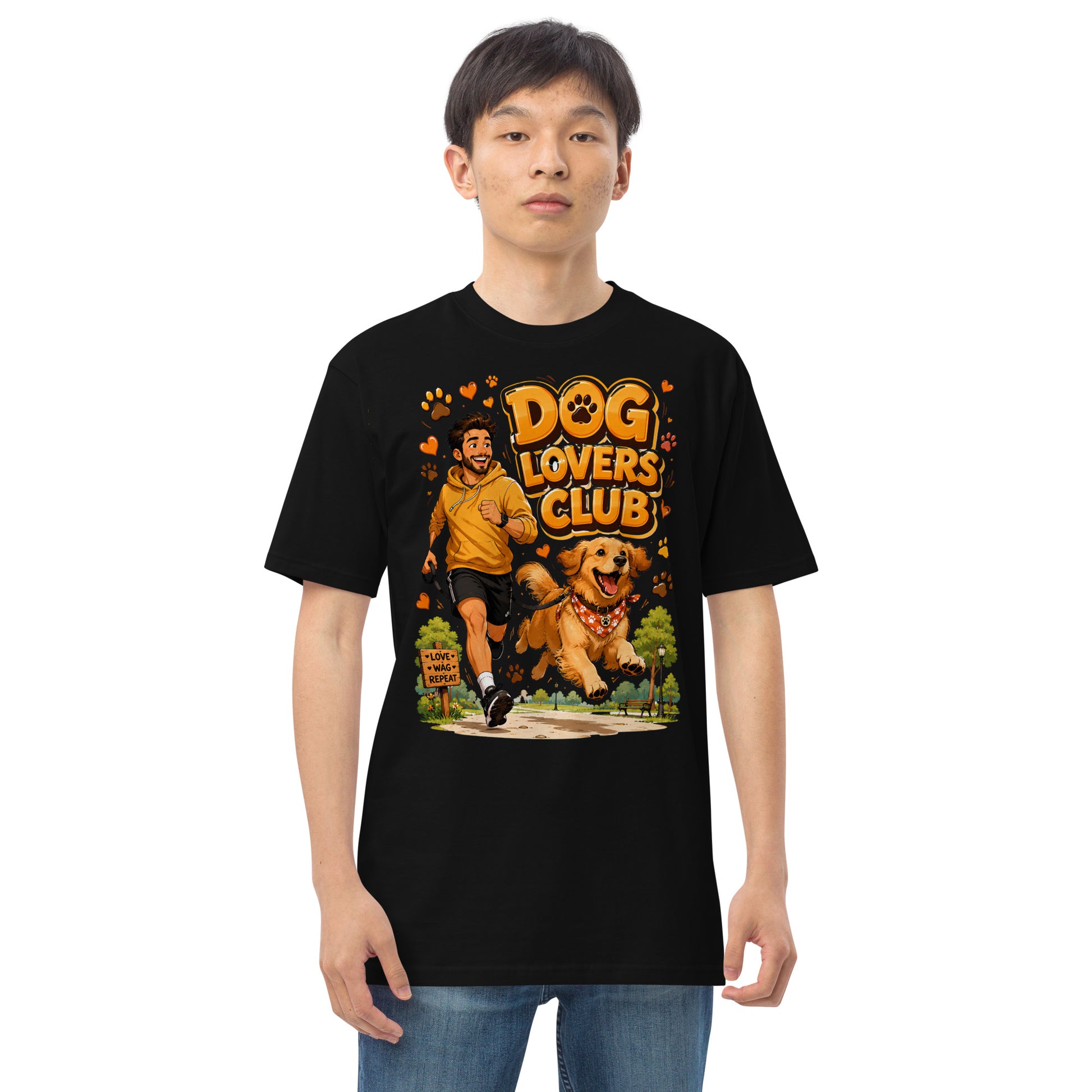 Elite Dog Lovers Club - Premium Luxury Golden Retriever Men's Heavyweight Tee by printfluence.net