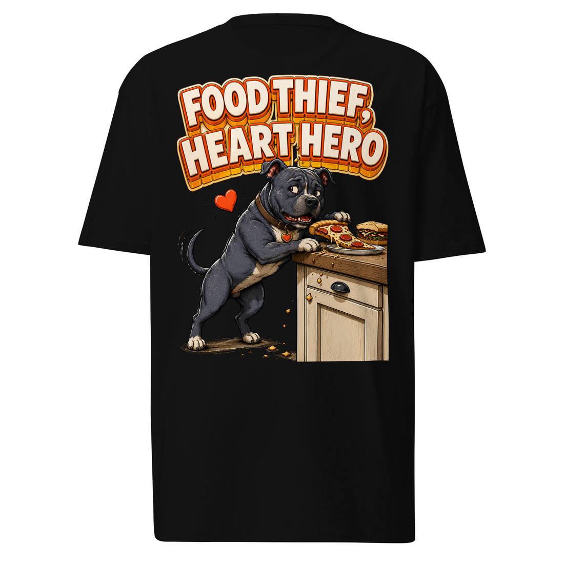 Pitbull Lovers Men’s Heavyweight Tee - Food Thief Heart Hero by printfluence.net
