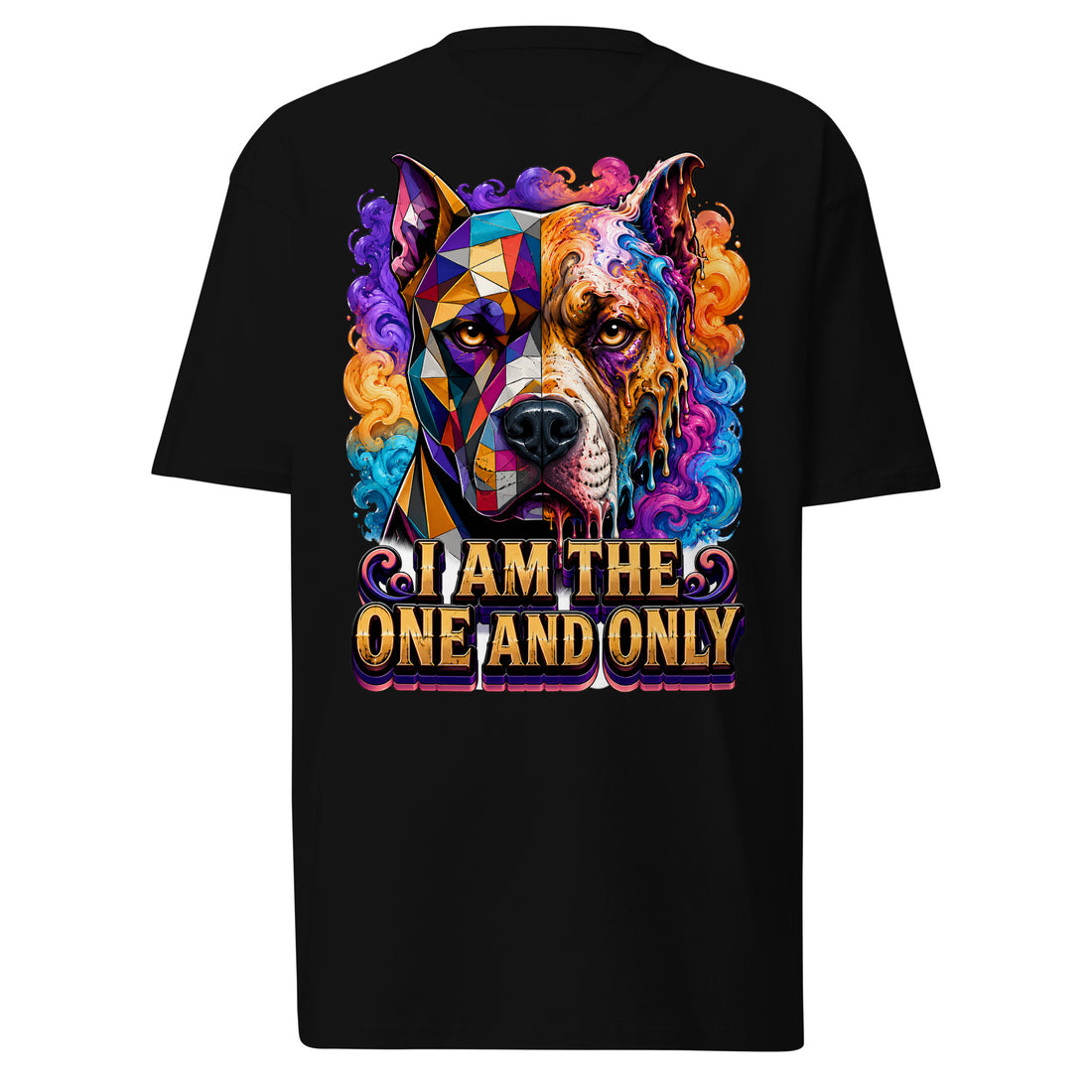 One and Only Pitbull Lovers Premium Heavyweight Tee - Dual Art Streetwear T-25 by printfluence.net
