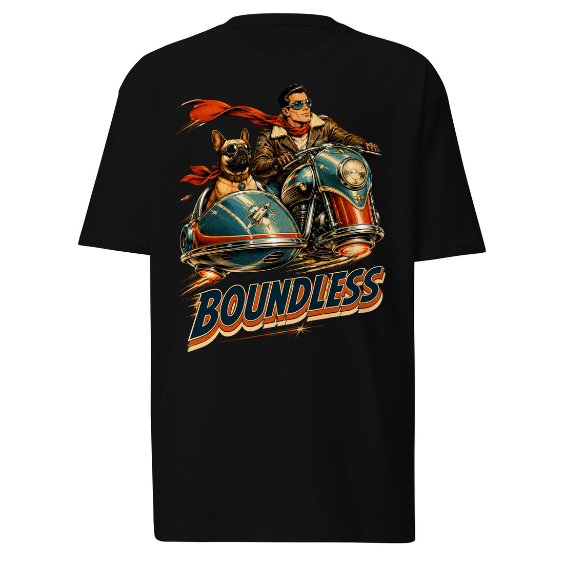 Boundless Frenchie Premium Heavyweight Tee - French Bulldog Lovers Retro Shirt T-25 by printfluence.net