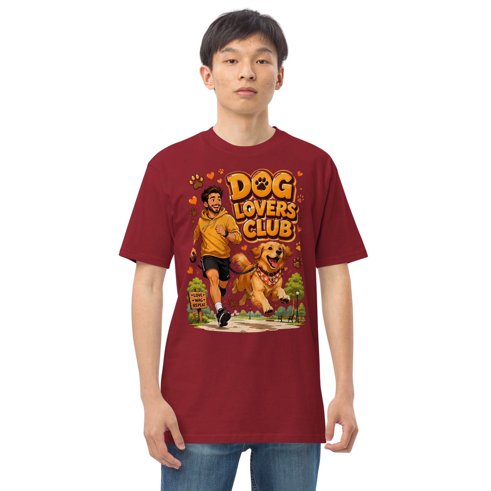 Elite Dog Lovers Club - Premium Luxury Golden Retriever Men's Heavyweight Tee by printfluence.net