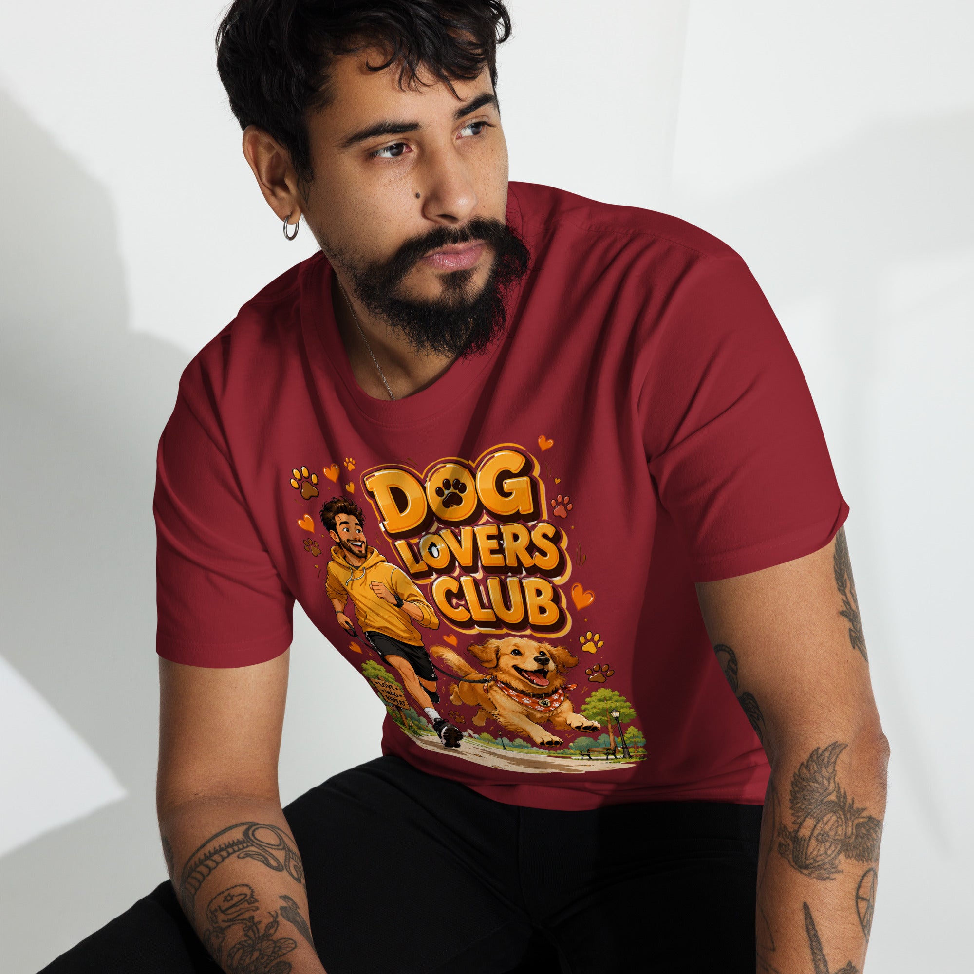 Elite Dog Lovers Club - Premium Luxury Golden Retriever Men's Heavyweight Tee by printfluence.net