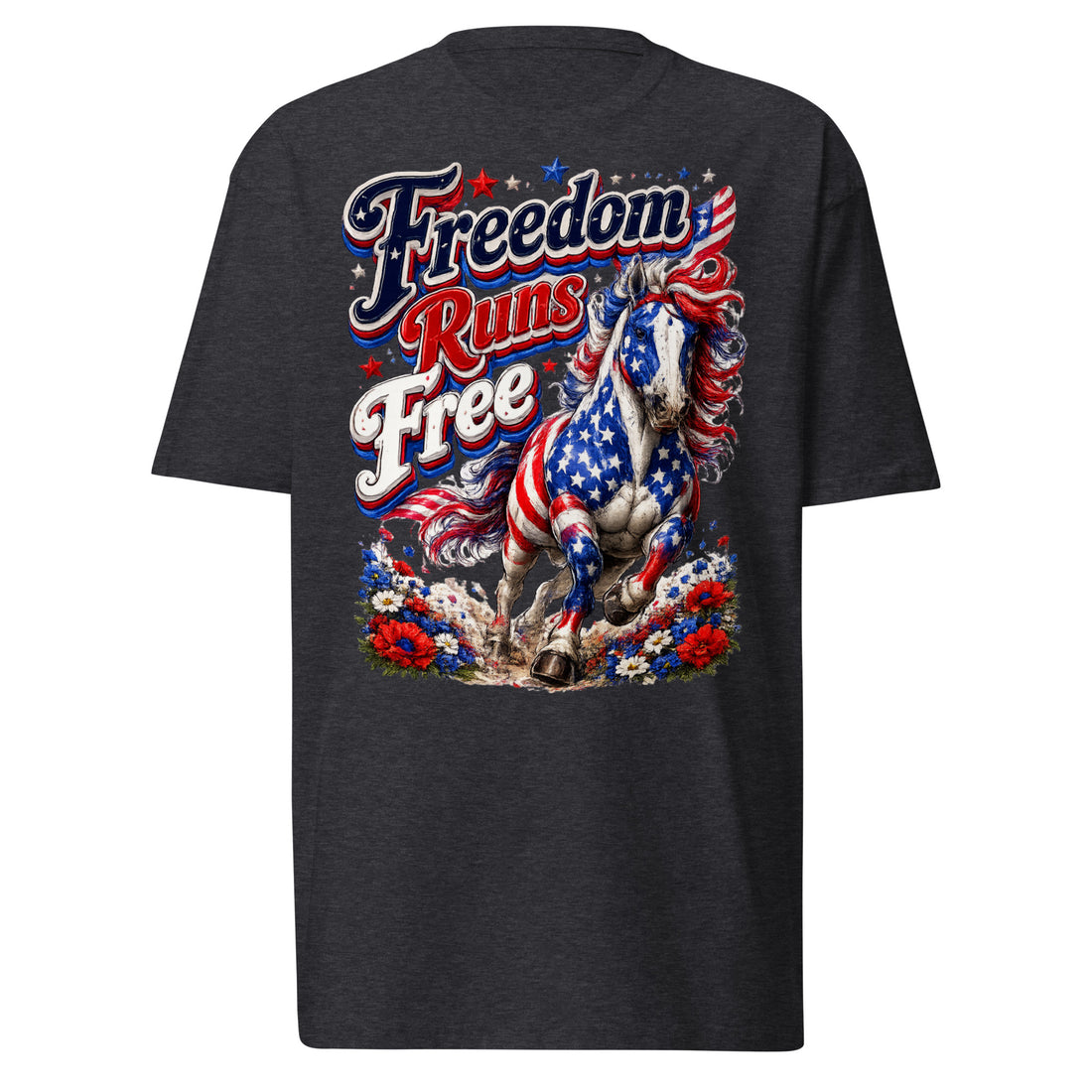 Freedom Runs Free Patriotic Horse Heavyweight Tee – Ultimate Horse Lovers Edition by printfluence.net