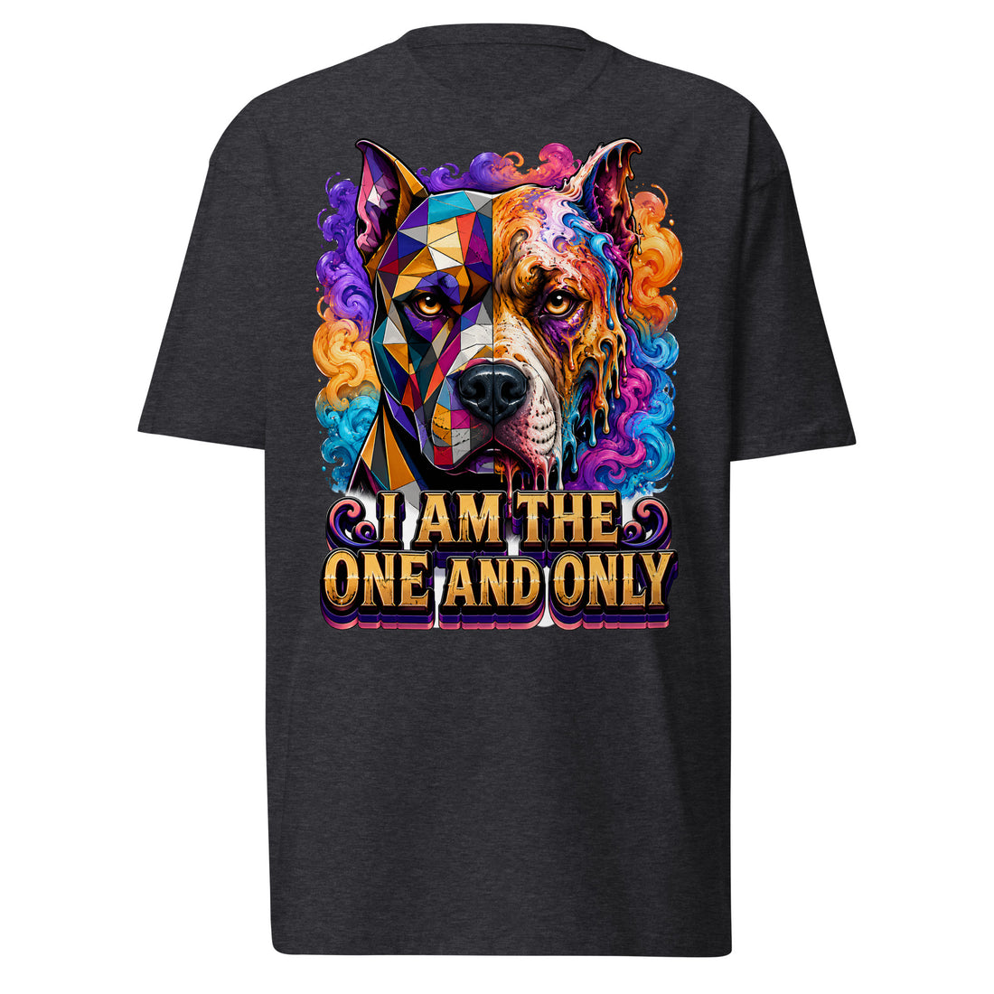 One and Only Pitbull Lovers Premium Heavyweight Tee - Dual Art Streetwear T-25 by printfluence.net