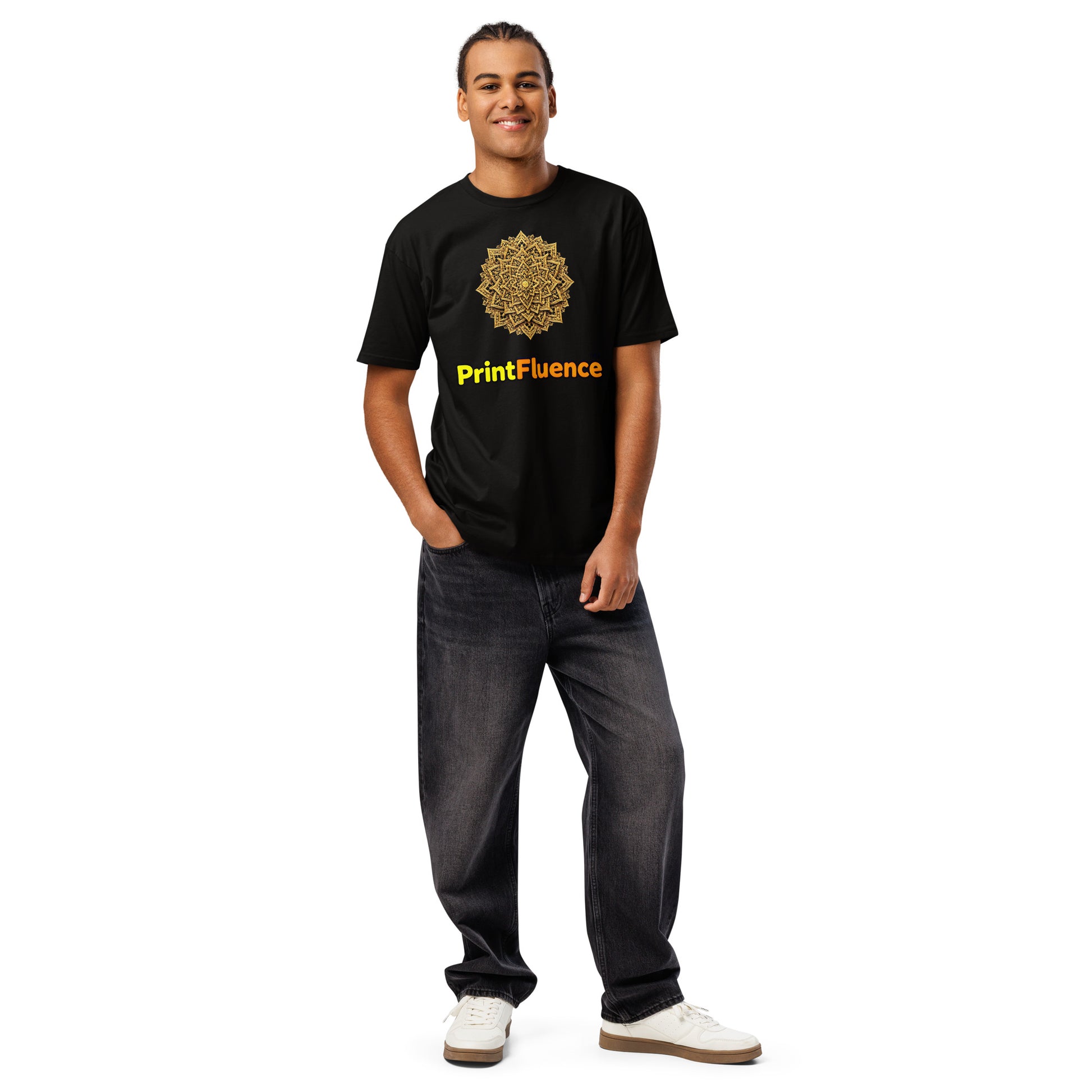 Cotton Heritage MC1082 I Men's Premium Short Sleeve Tee - Golden Star Spiral Men’s Premium Tee – Luxe Nested Stars Graphic Shirt by printfluence.net