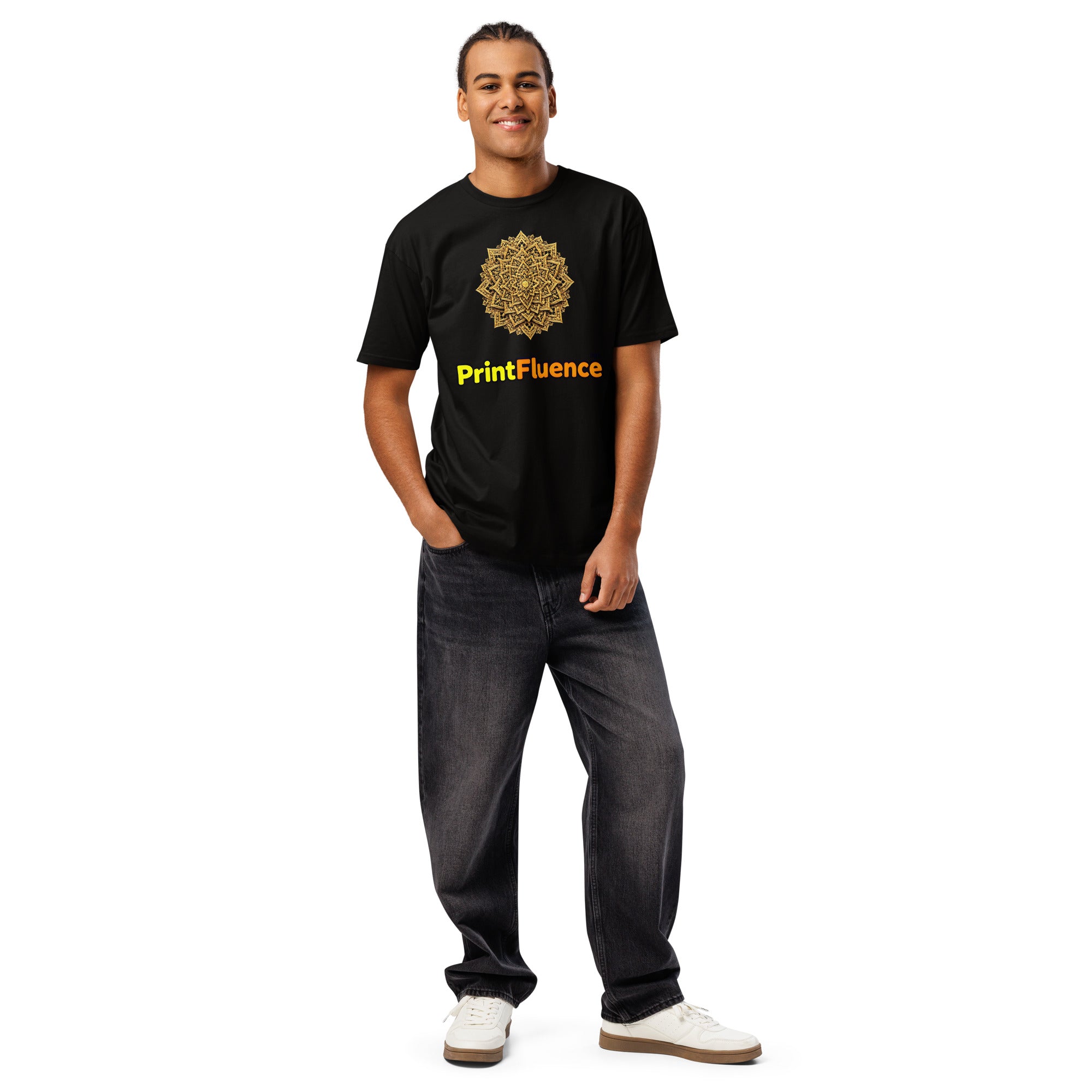 Cotton Heritage MC1082 I Men's Premium Short Sleeve Tee - Golden Star Spiral Men’s Premium Tee – Luxe Nested Stars Graphic Shirt by printfluence.net