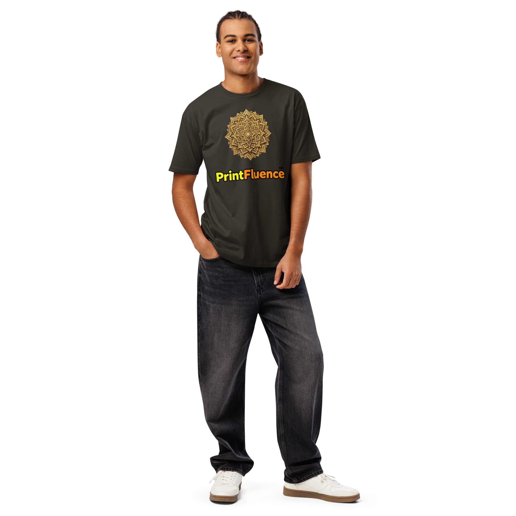 Cotton Heritage MC1082 I Men's Premium Short Sleeve Tee - Golden Star Spiral Men’s Premium Tee – Luxe Nested Stars Graphic Shirt by printfluence.net