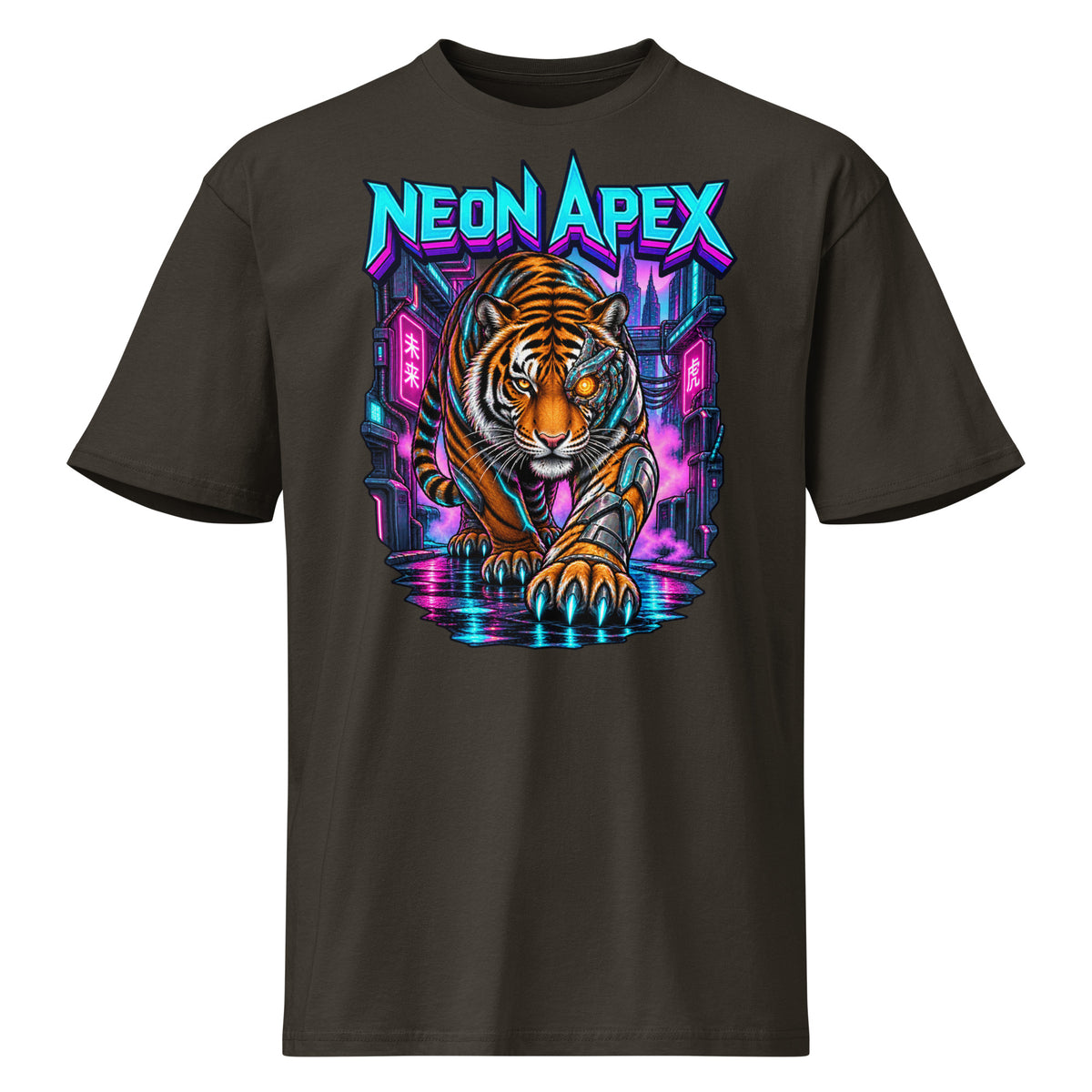 Cyberpunk Animals Lovers | Cotton Heritage MC1082 Men's Premium Short Sleeve Tee — NEON APEX by printfluence