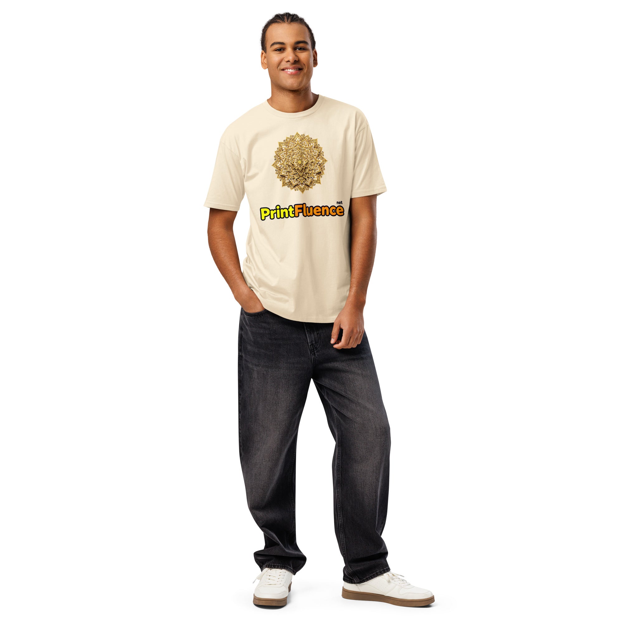 Cotton Heritage MC1082 I Men's Premium Short Sleeve Tee - Golden Star Spiral Men’s Premium Tee – Luxe Nested Stars Graphic Shirt by printfluence.net