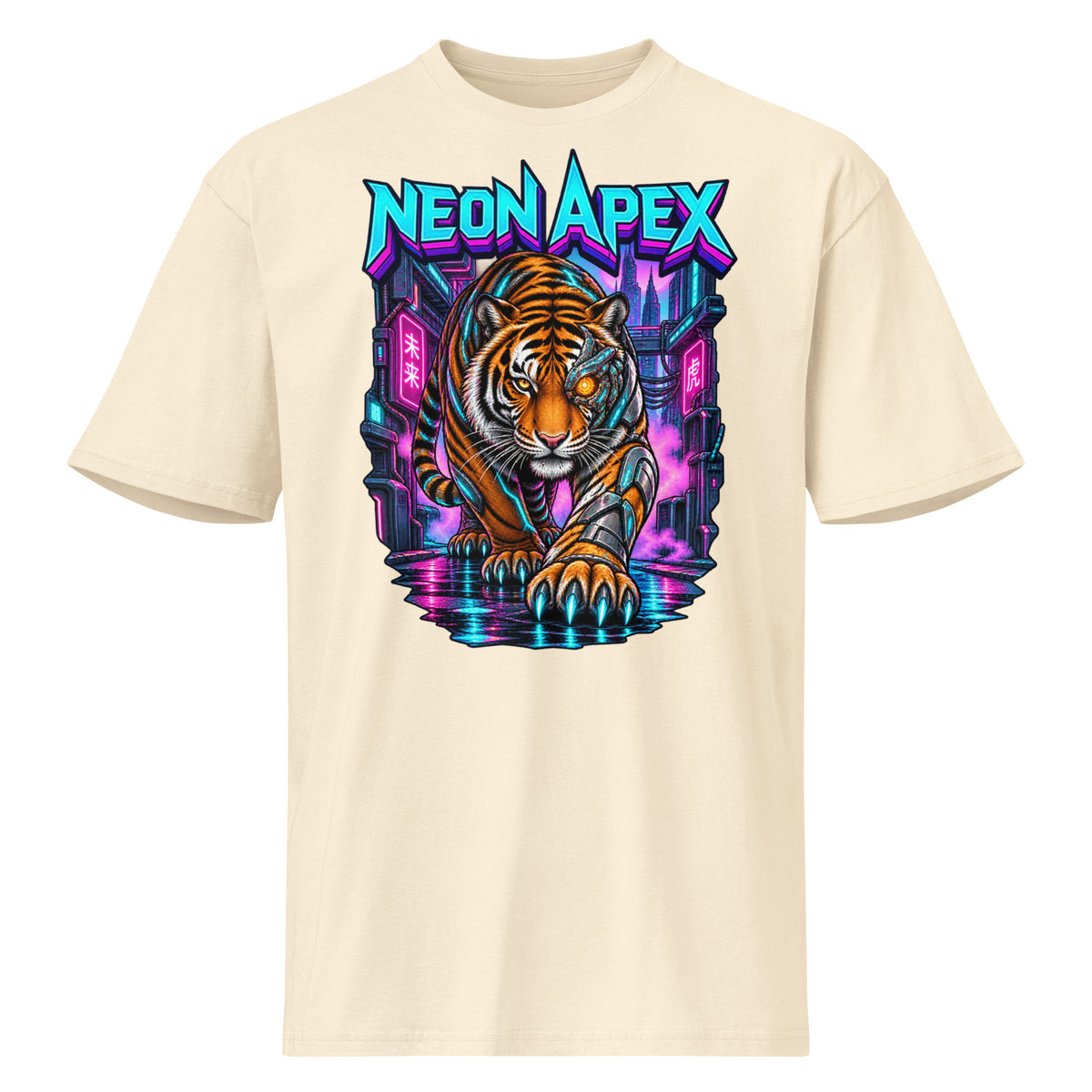 Cyberpunk Animals Lovers | Cotton Heritage MC1082 Men's Premium Short Sleeve Tee — NEON APEX by printfluence