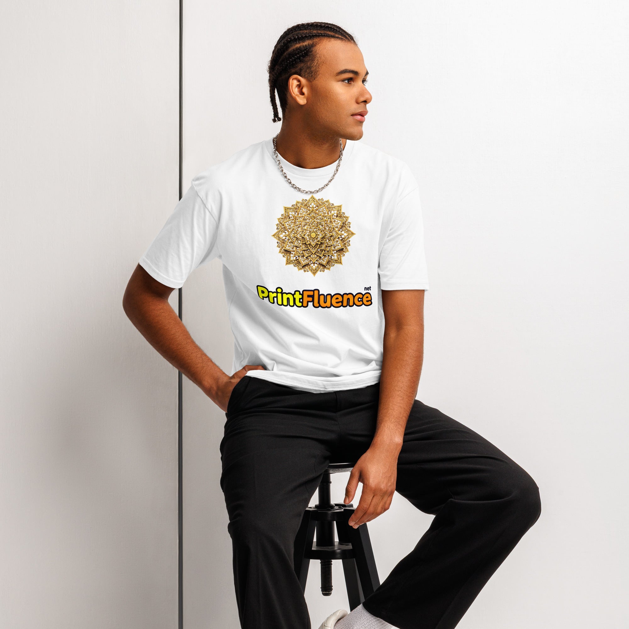 Cotton Heritage MC1082 I Men's Premium Short Sleeve Tee - Golden Star Spiral Men’s Premium Tee – Luxe Nested Stars Graphic Shirt by printfluence.net