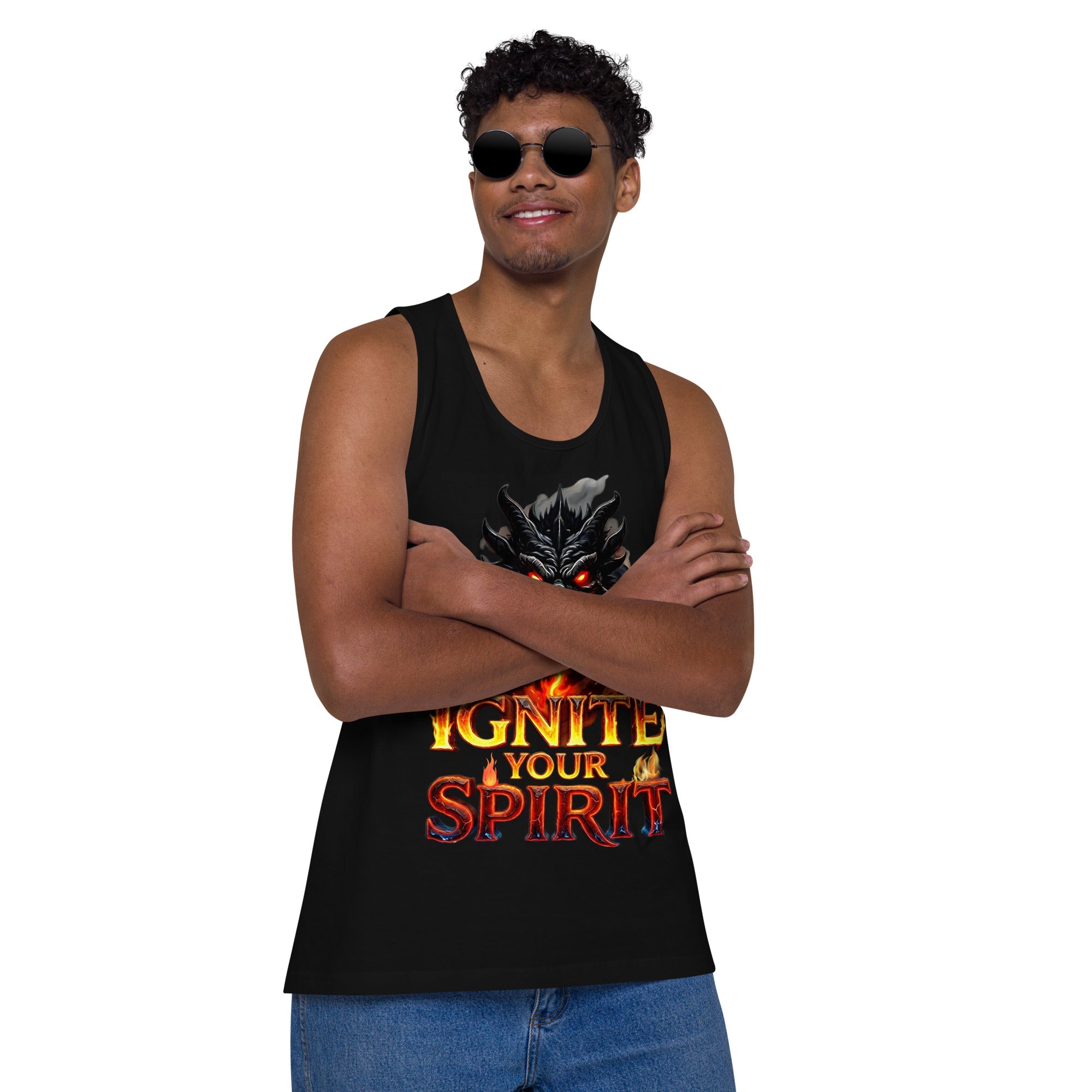 Men’s premium tank top - Ignite Elite Dragon Tank – Opulent Men's Premium Fire by printfluence.net