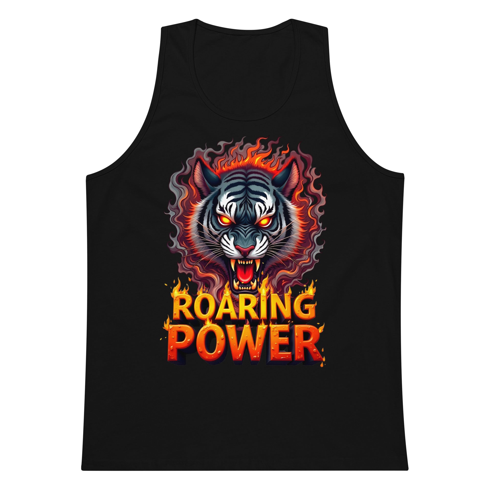 Men’s premium tank top - Roaring Power Tiger Tank – Fierce Premium Gym Beast Mode by printfluence.net