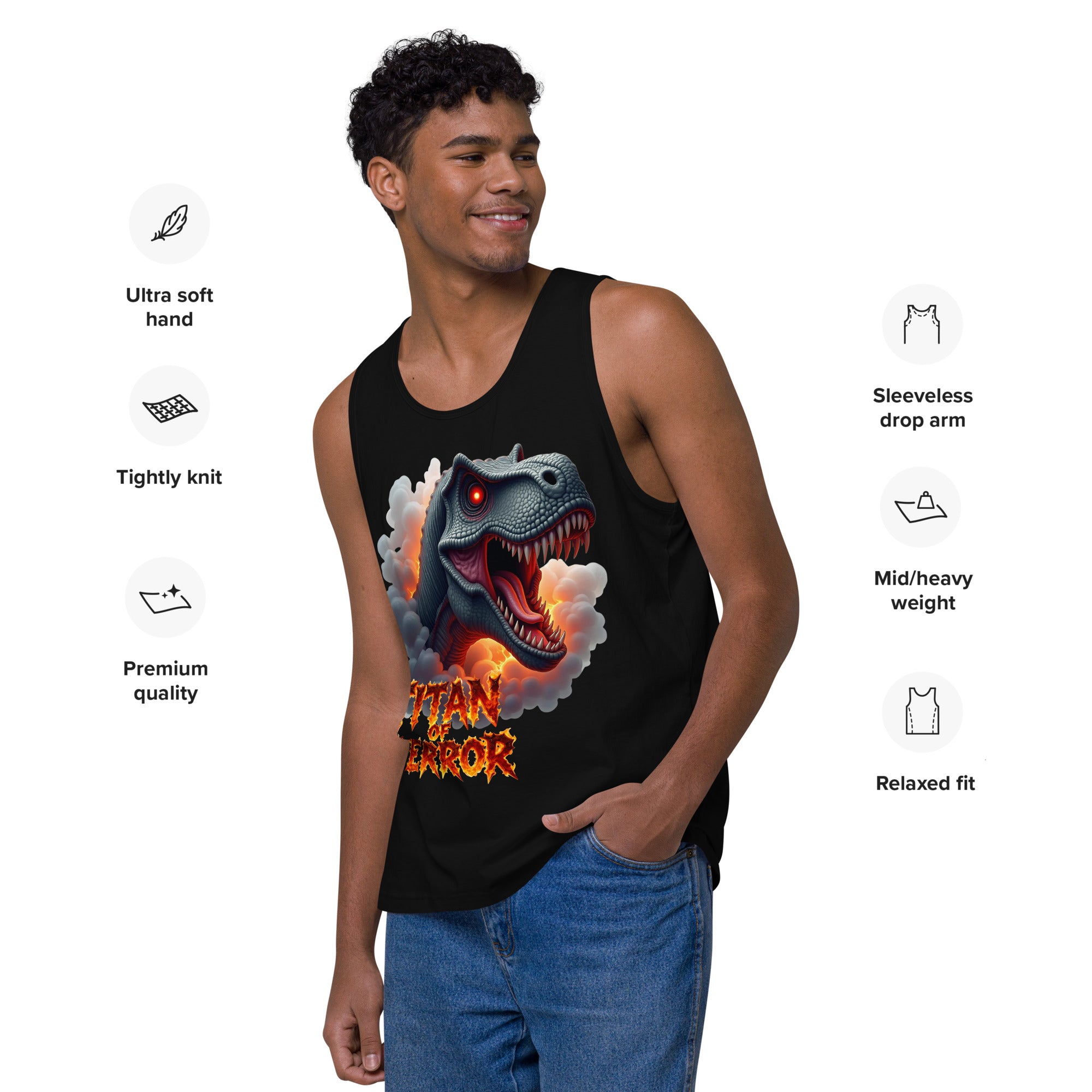 Men’s premium tank top - Titan of Terror Men's Premium Tank – Primal Power for Elite Dominators by printfluence.net