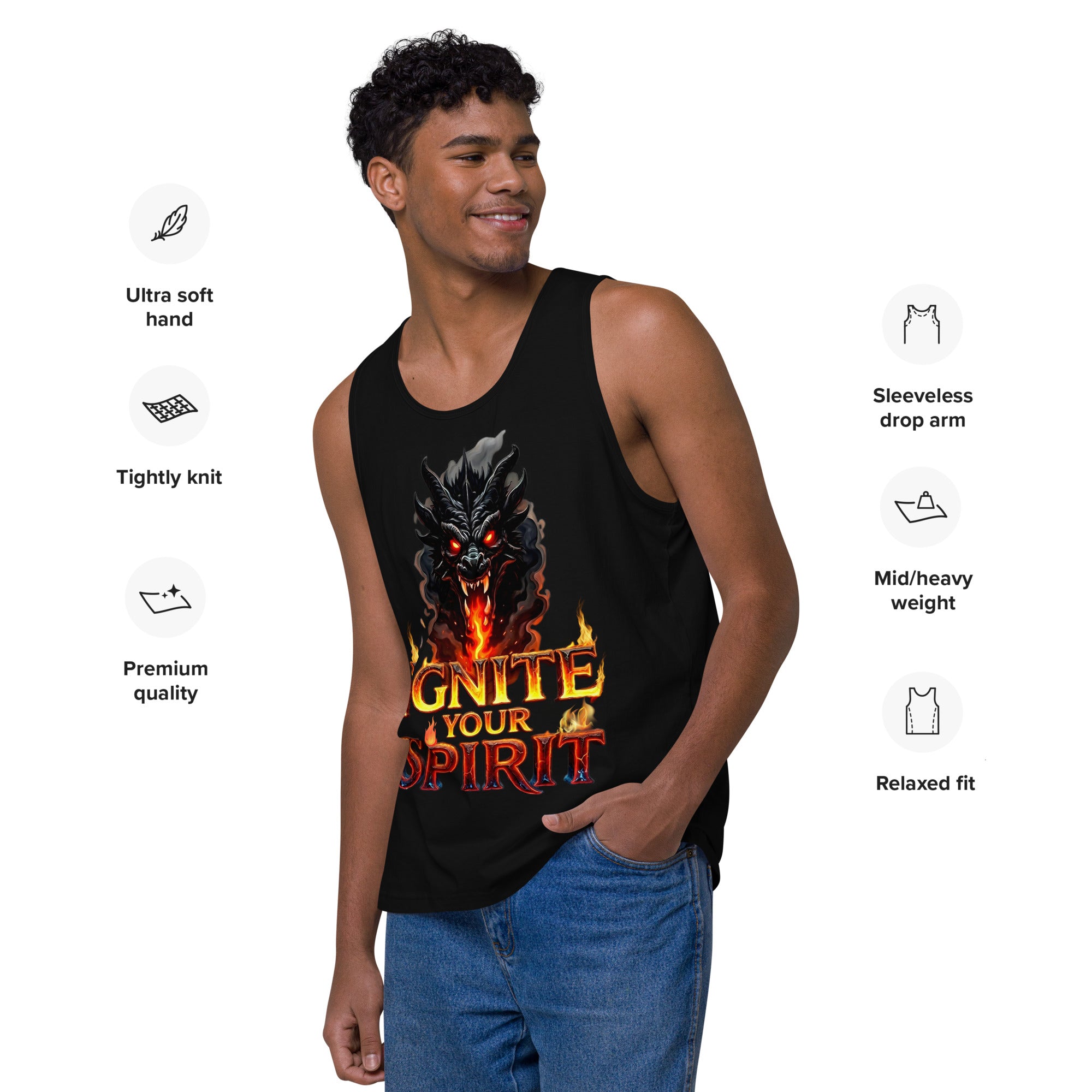 Men’s premium tank top - Ignite Elite Dragon Tank – Opulent Men's Premium Fire by printfluence.net