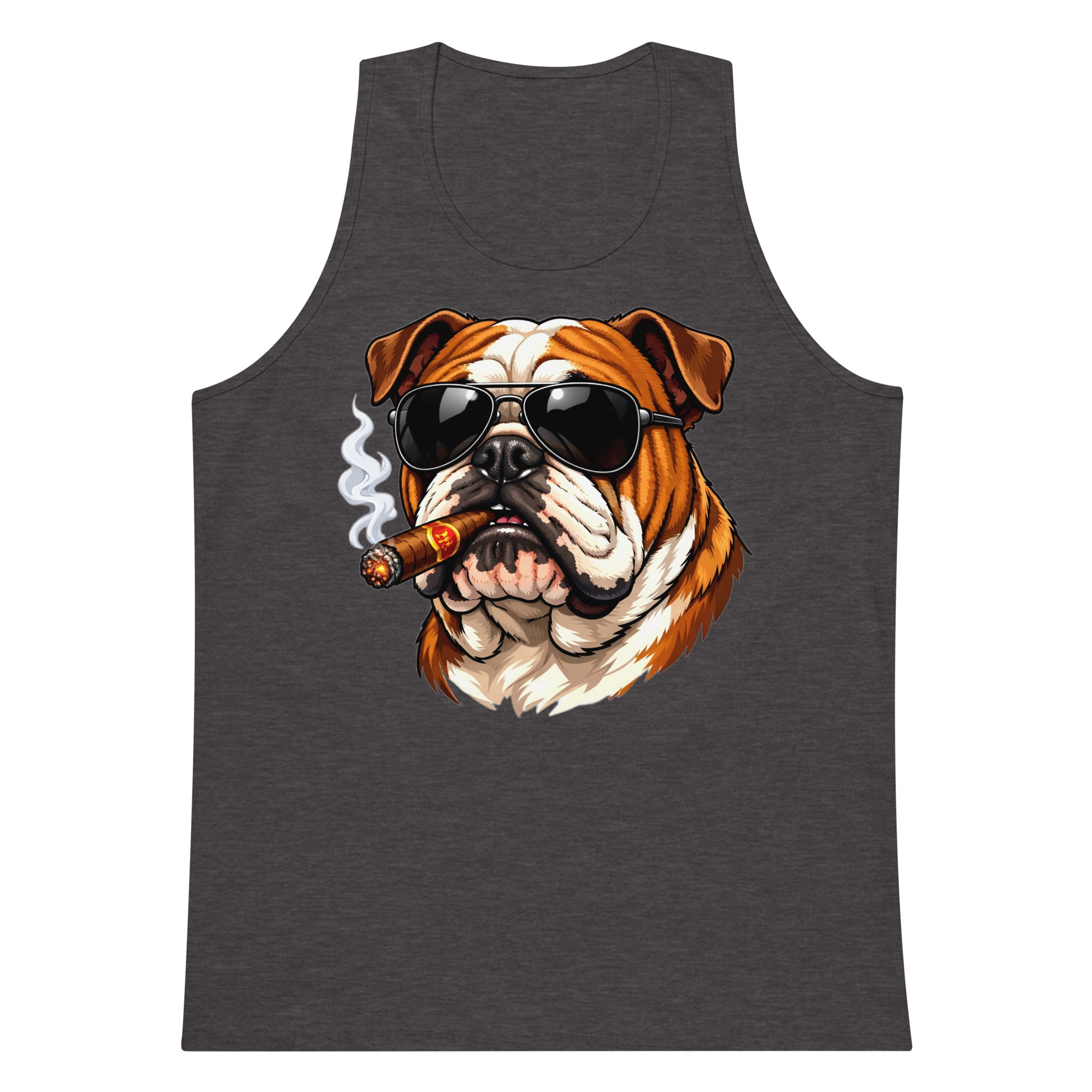 Men’s premium tank top - Cool Bulldog Boss - Aviator Shades & Cigar Premium Men's Tank Top by printfluence.net