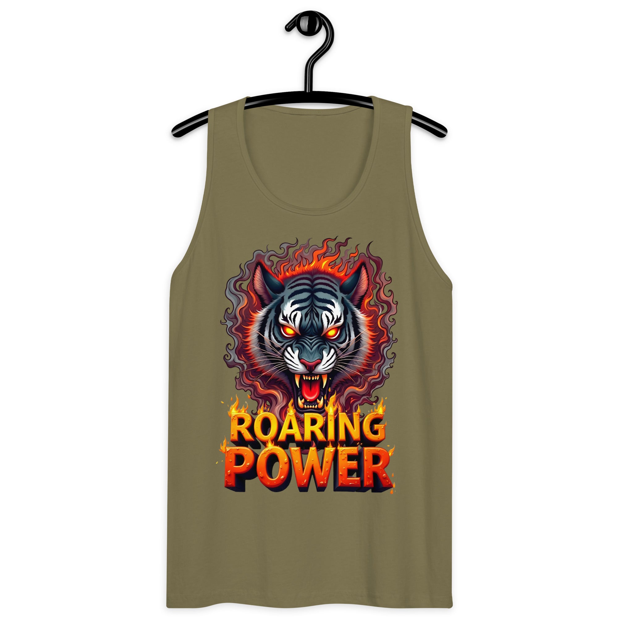Men’s premium tank top - Roaring Power Tiger Tank – Fierce Premium Gym Beast Mode by printfluence.net