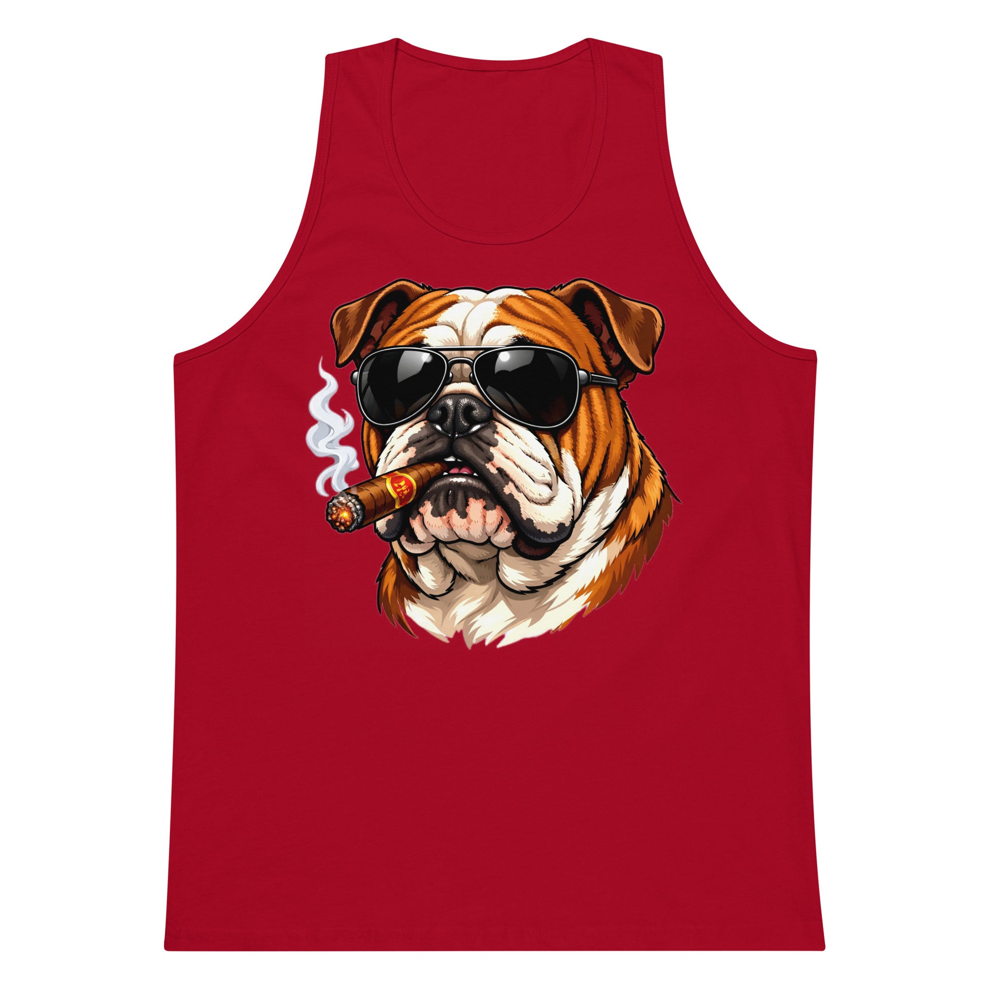 Men’s premium tank top - Cool Bulldog Boss - Aviator Shades & Cigar Premium Men's Tank Top by printfluence.net