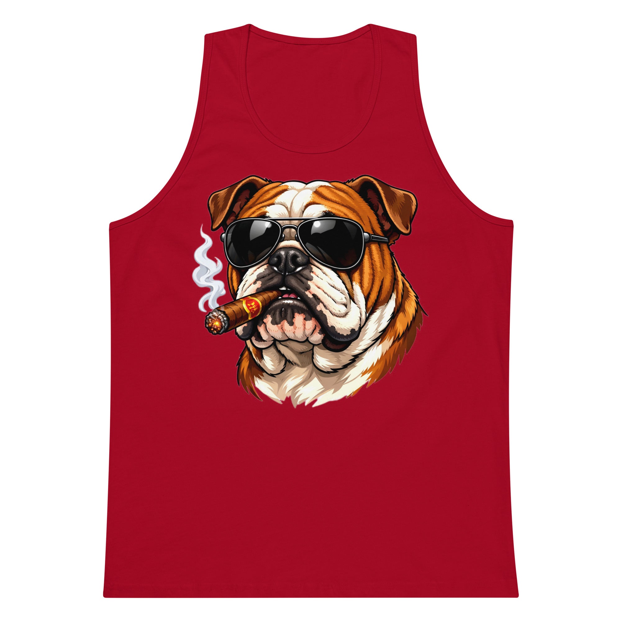 Men’s premium tank top - Cool Bulldog Boss - Aviator Shades & Cigar Premium Men's Tank Top by printfluence.net