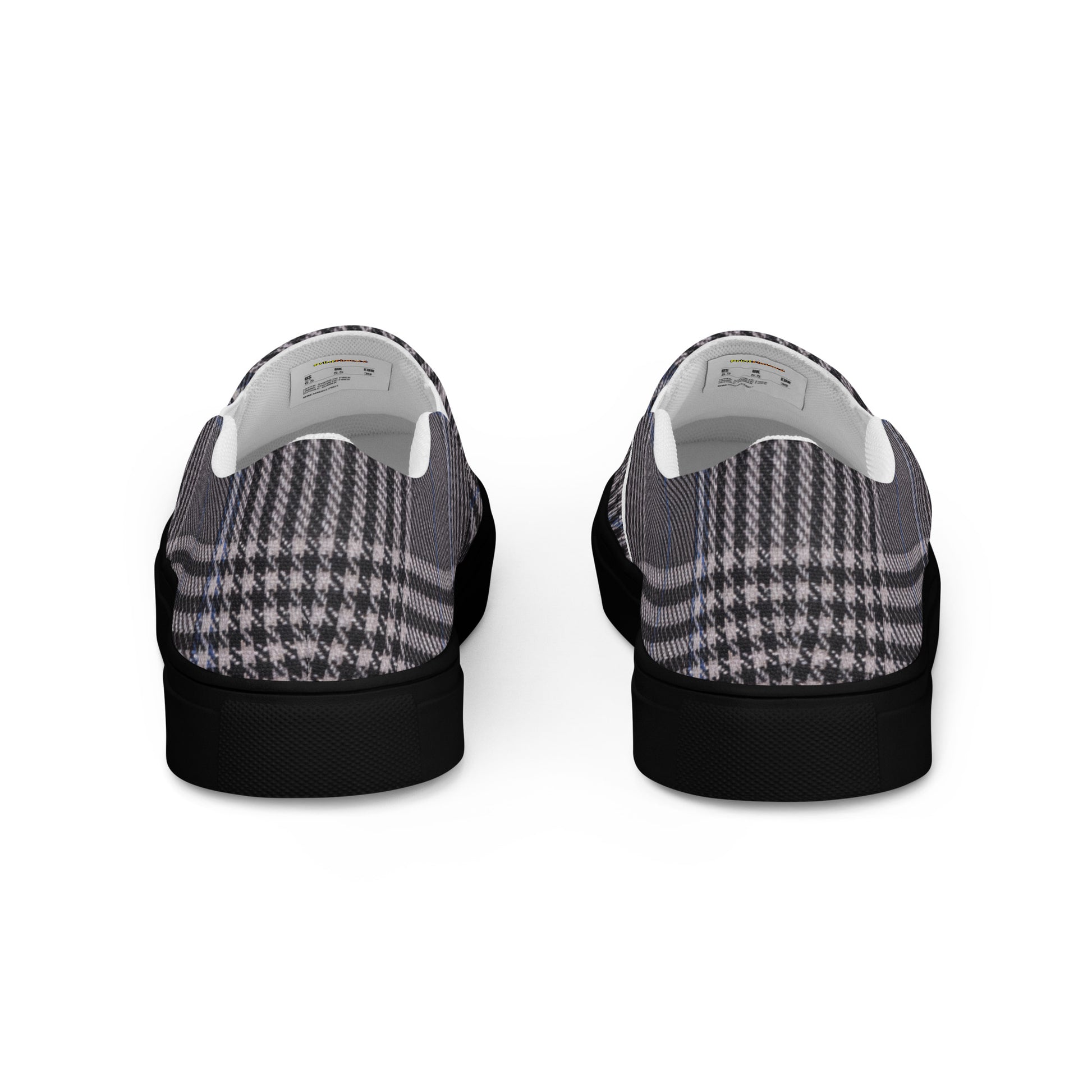 Men’s slip-on canvas shoes - Urban Heritage: Classic Grey Plaid Men’s Slip-On Canvas Shoes 👞✨ by printfluence.net