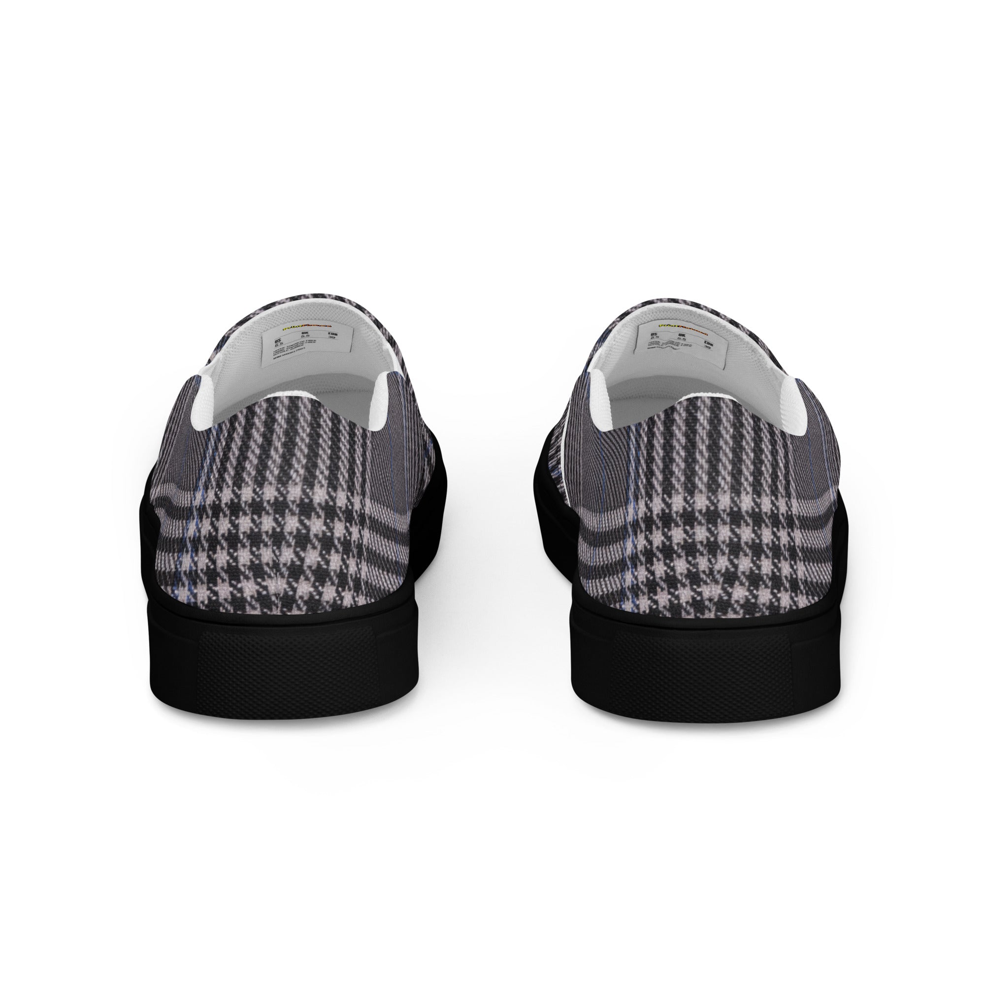 Men’s slip-on canvas shoes - Urban Heritage: Classic Grey Plaid Men’s Slip-On Canvas Shoes 👞✨ by printfluence.net
