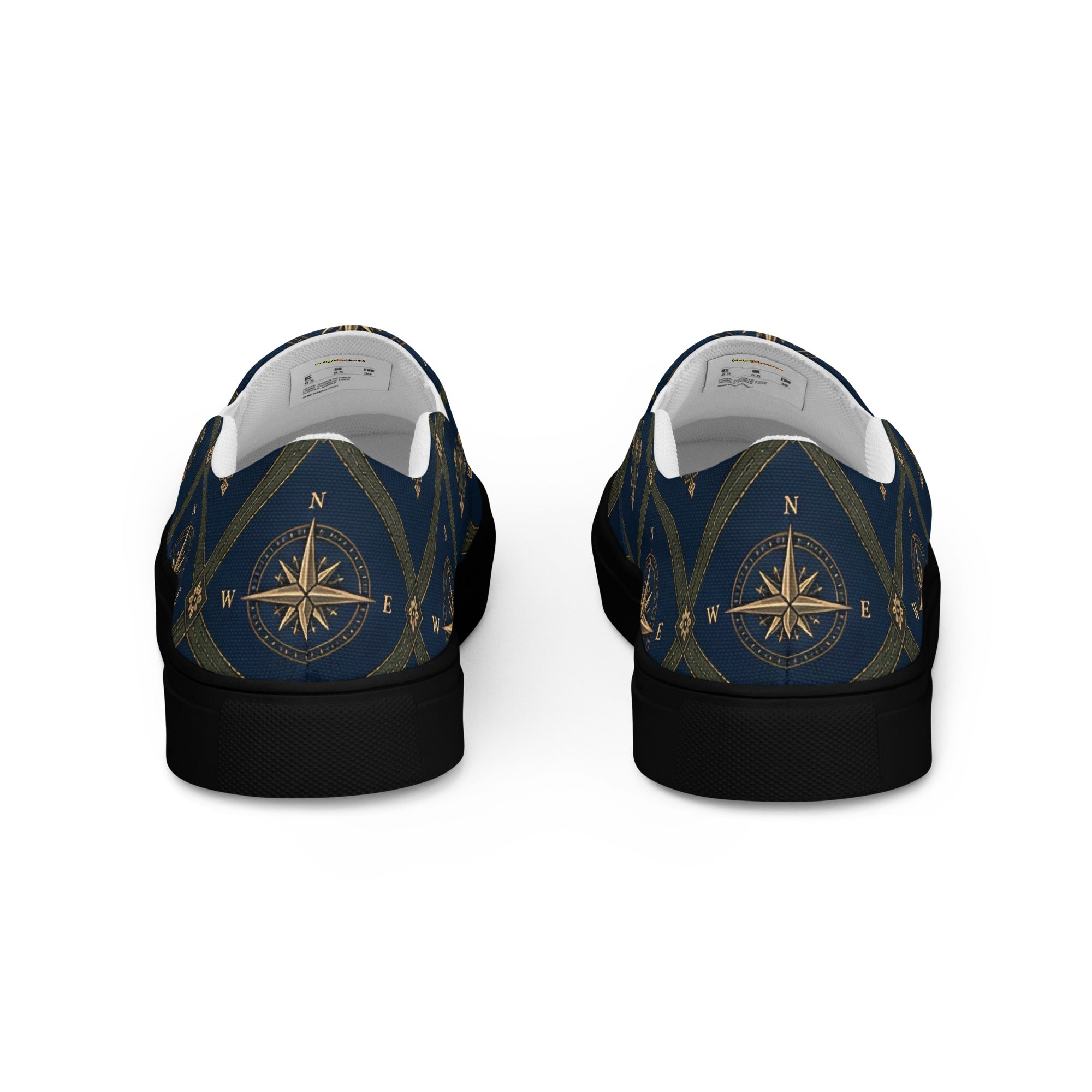 Men’s slip-on canvas shoes - Monochrome Majesty: Men’s Slip-On Canvas Shoes - Classic Black & White Paisley Art by printfluence.net