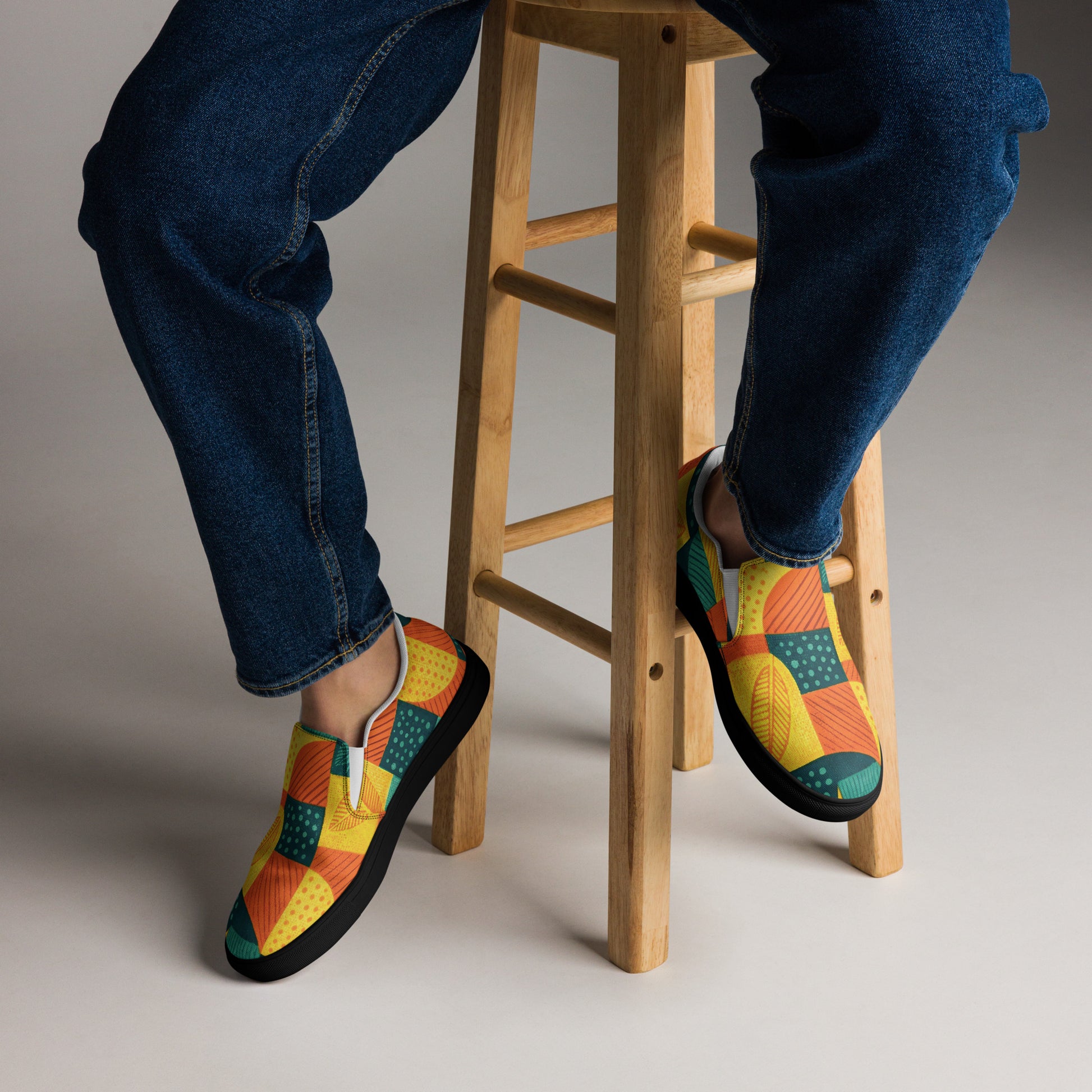Men’s slip-on canvas shoes - Tropical Mosaic: Men’s Premium Canvas Slip-On Shoes by printfluence.net
