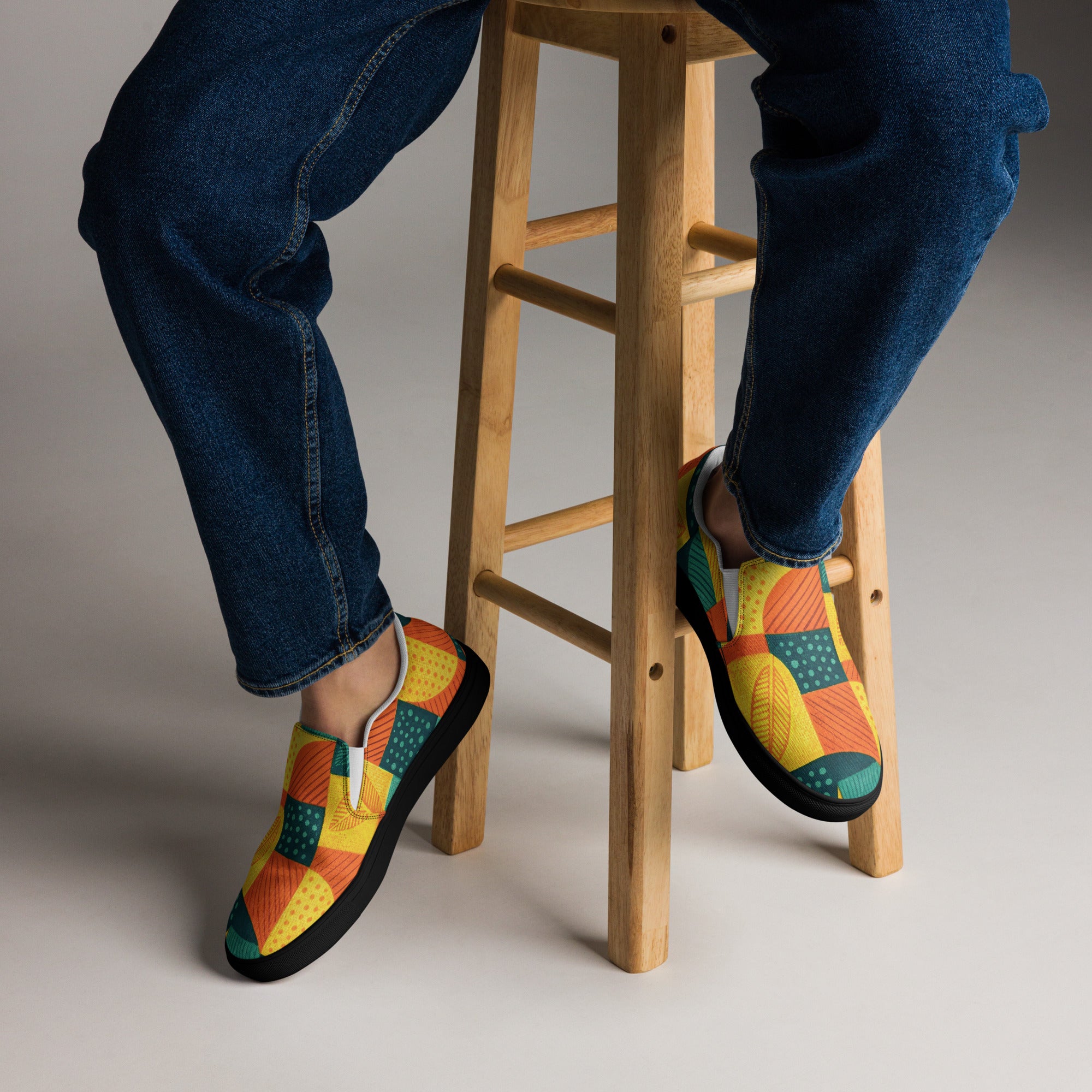 Men’s slip-on canvas shoes - Tropical Mosaic: Men’s Premium Canvas Slip-On Shoes by printfluence.net