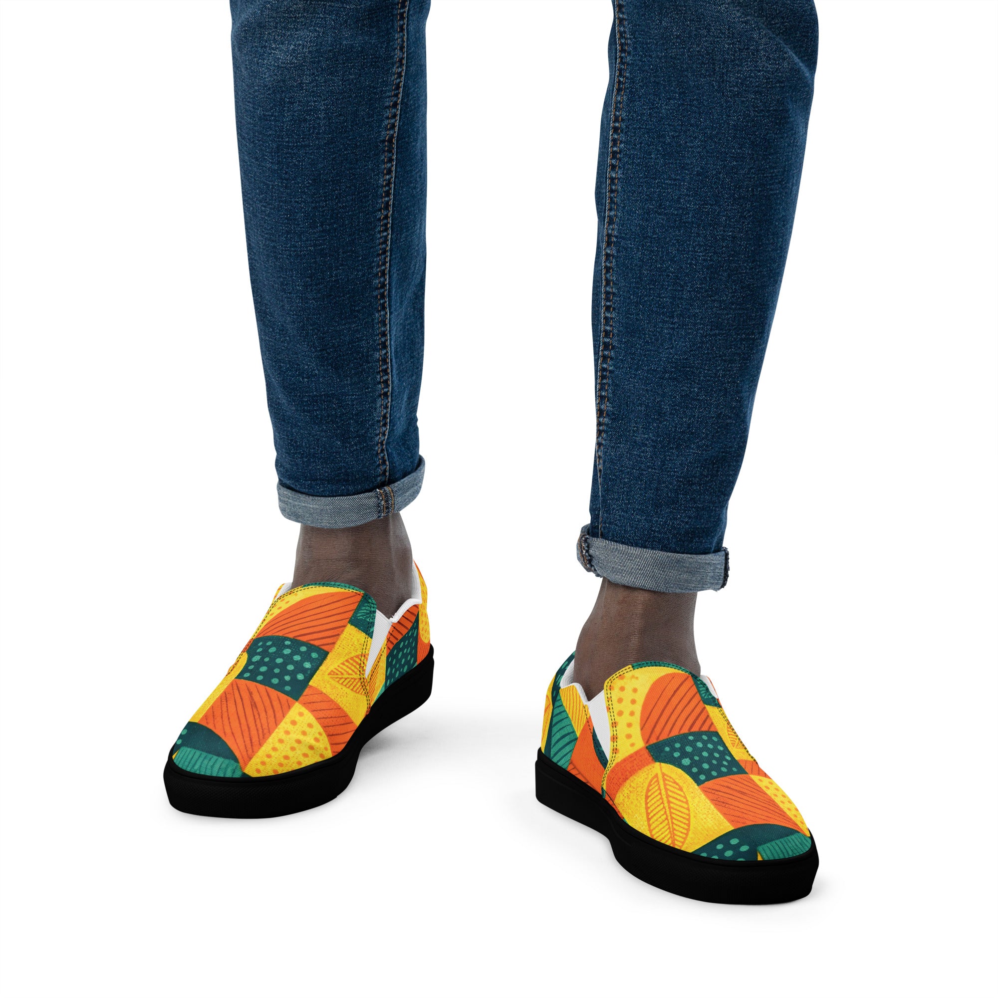 Men’s slip-on canvas shoes - Tropical Mosaic: Men’s Premium Canvas Slip-On Shoes by printfluence.net